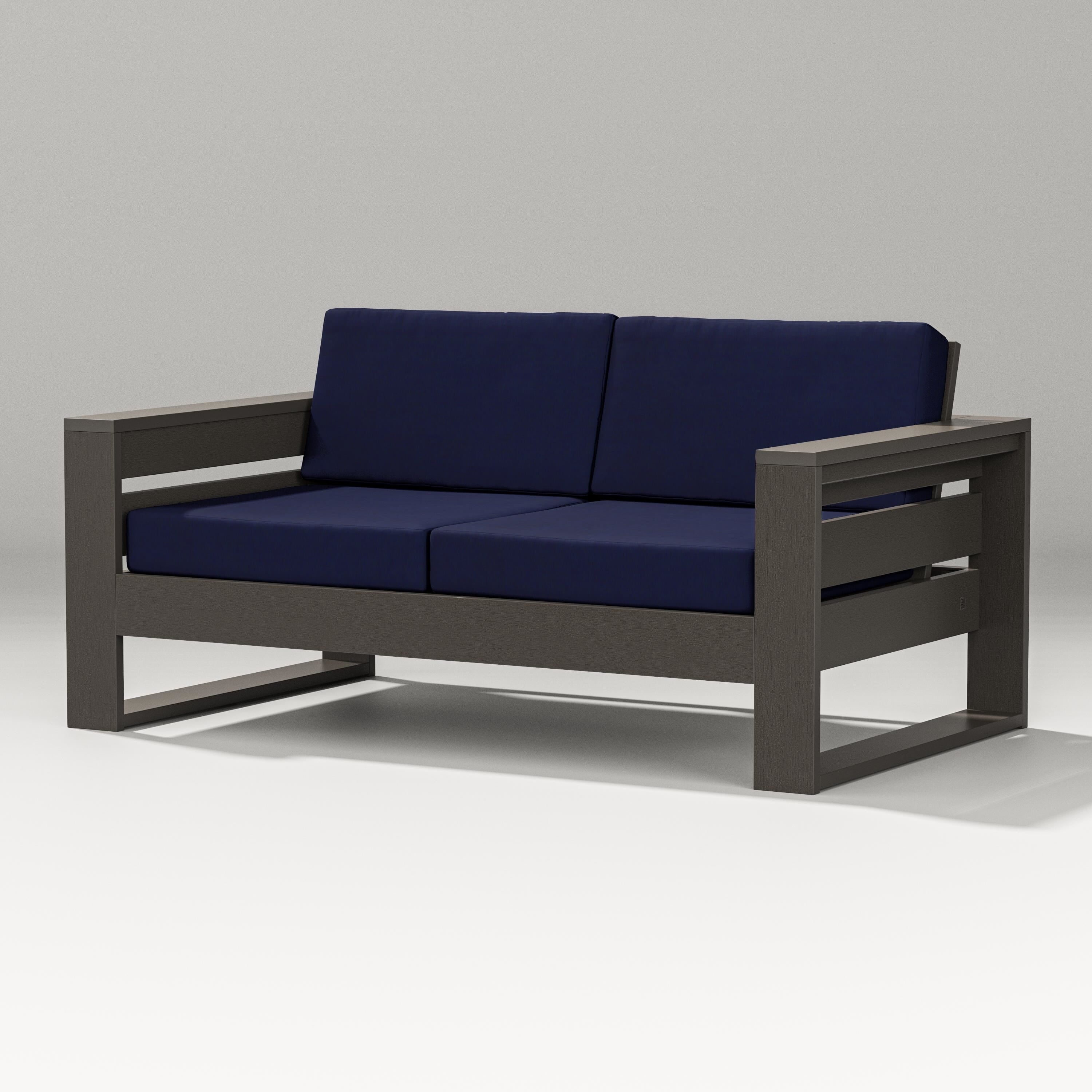 PW Designer Series Latitude Loveseat in Vintage Coffee / Navy