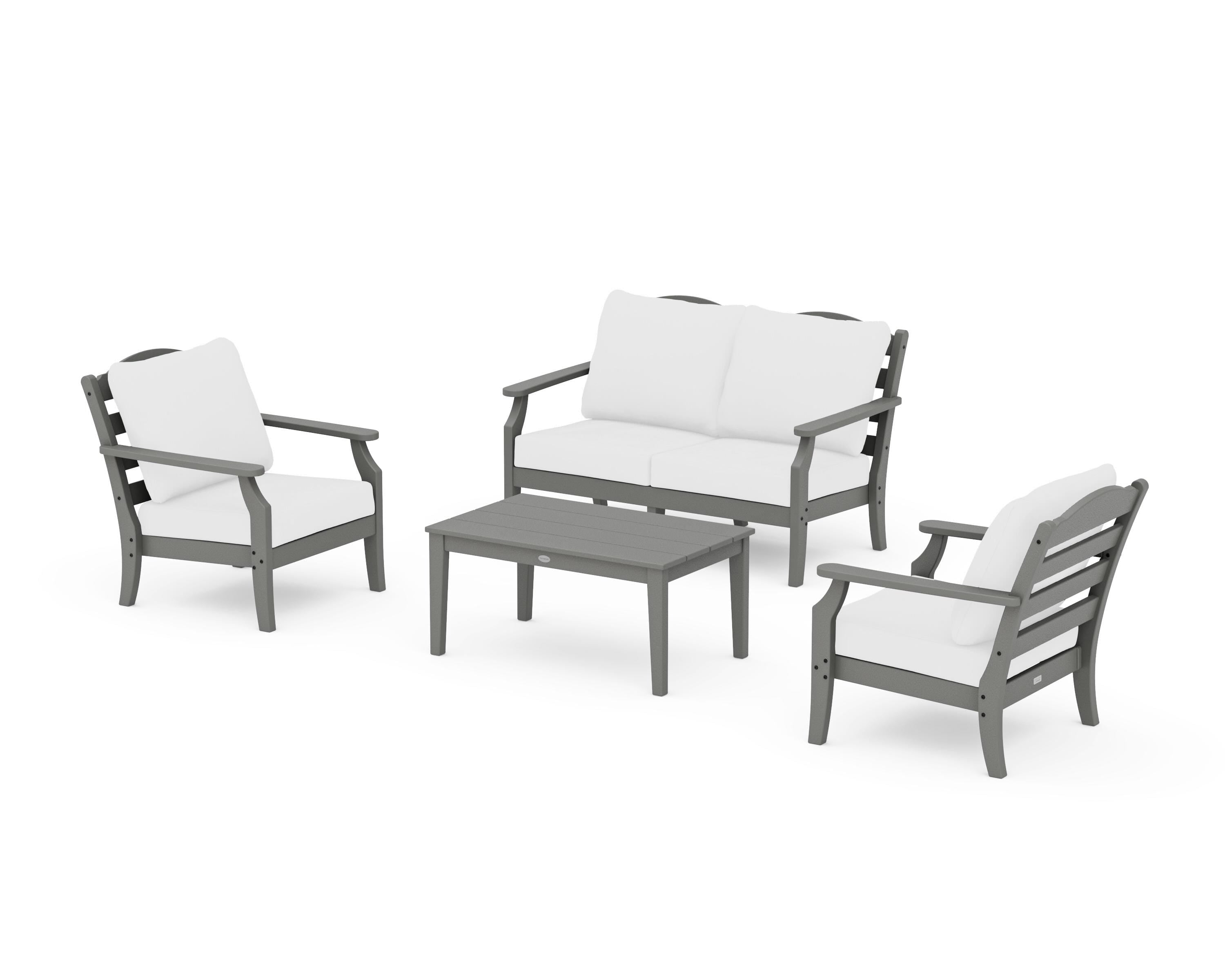 Draper James™ by POLYWOOD® Savannah 4-Piece Deep Seating Set with Loveseat in Slate Grey / Natural