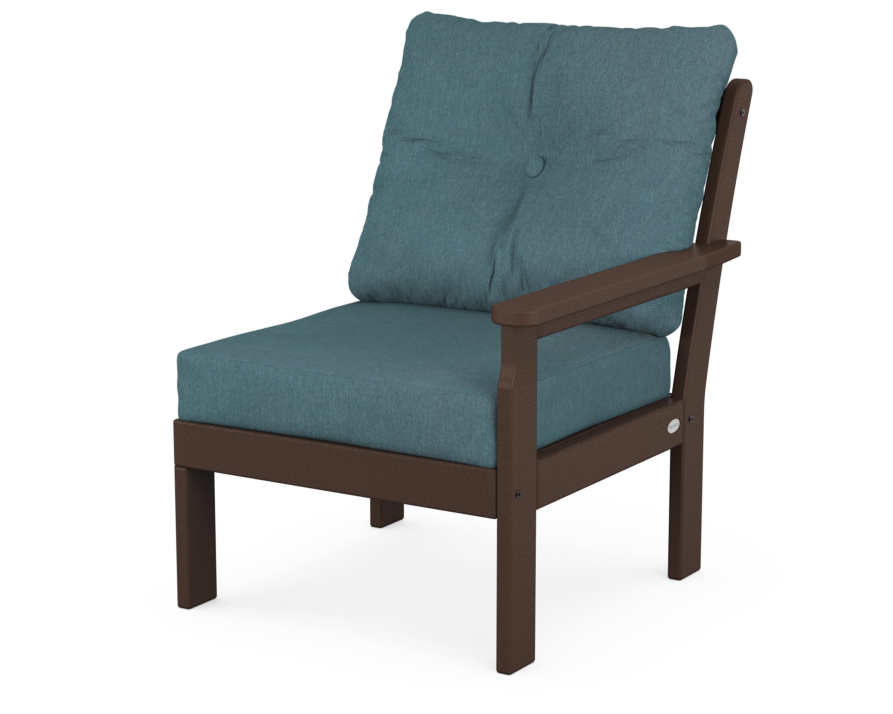 POLYWOOD® Vineyard Modular Right Arm Chair in Mahogany / Ocean Teal