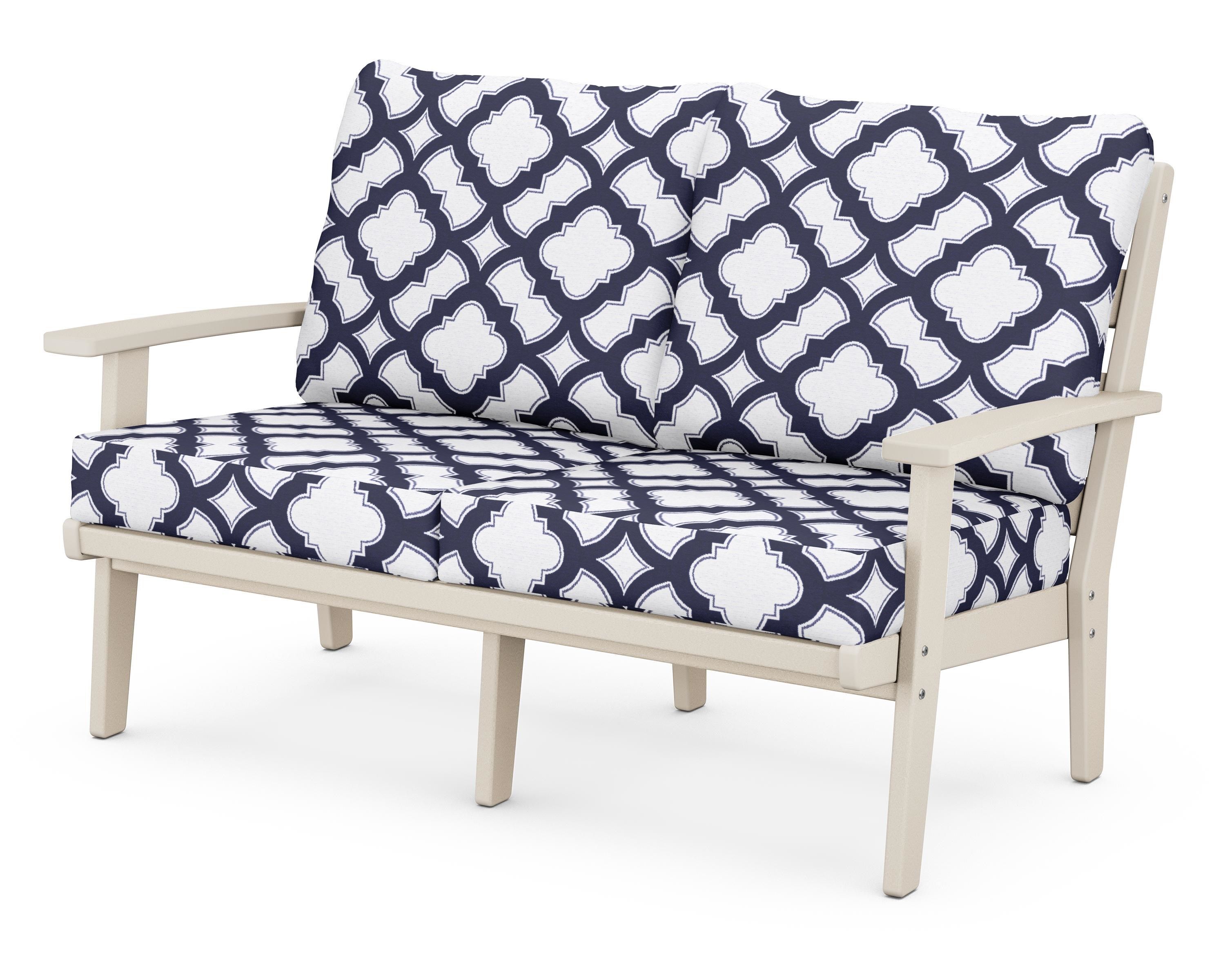POLYWOOD® Grant Park Deep Seating Loveseat in Sand / Trellis Navy