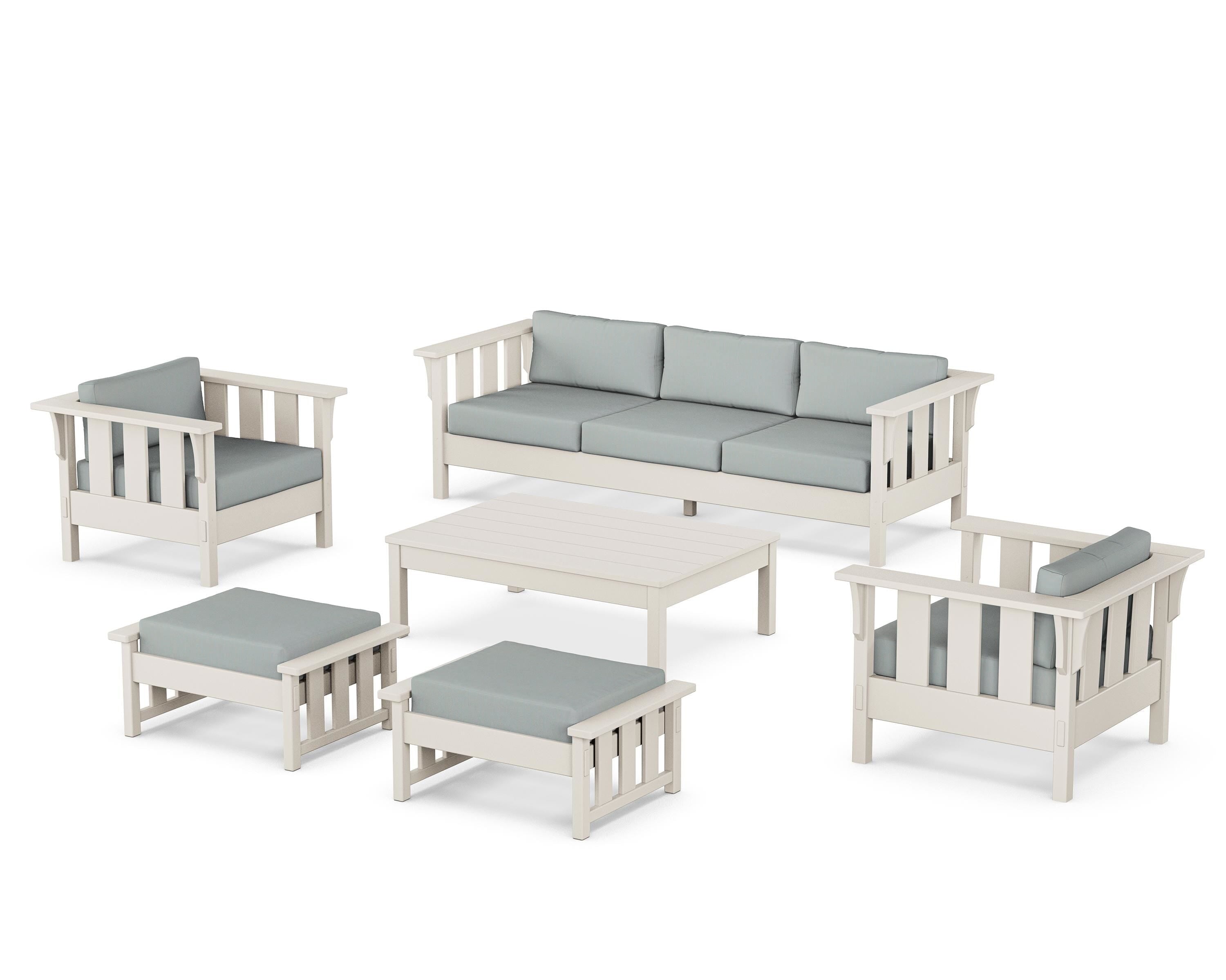 Martha Stewart by POLYWOOD® Acadia 6-Piece Lounge Sofa Set in Sand / Spa