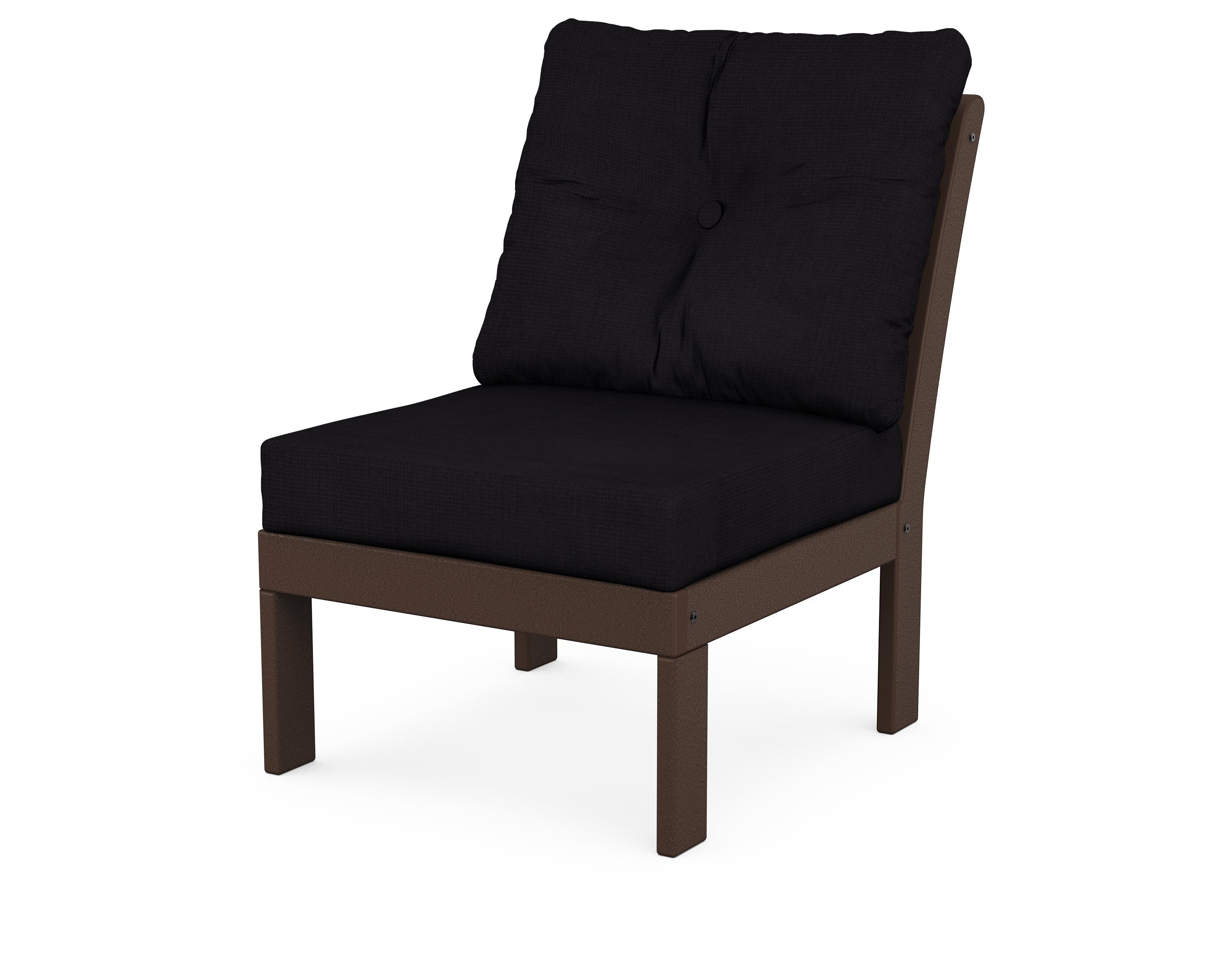 POLYWOOD® Vineyard Modular Armless Chair in Mahogany / Midnight Linen