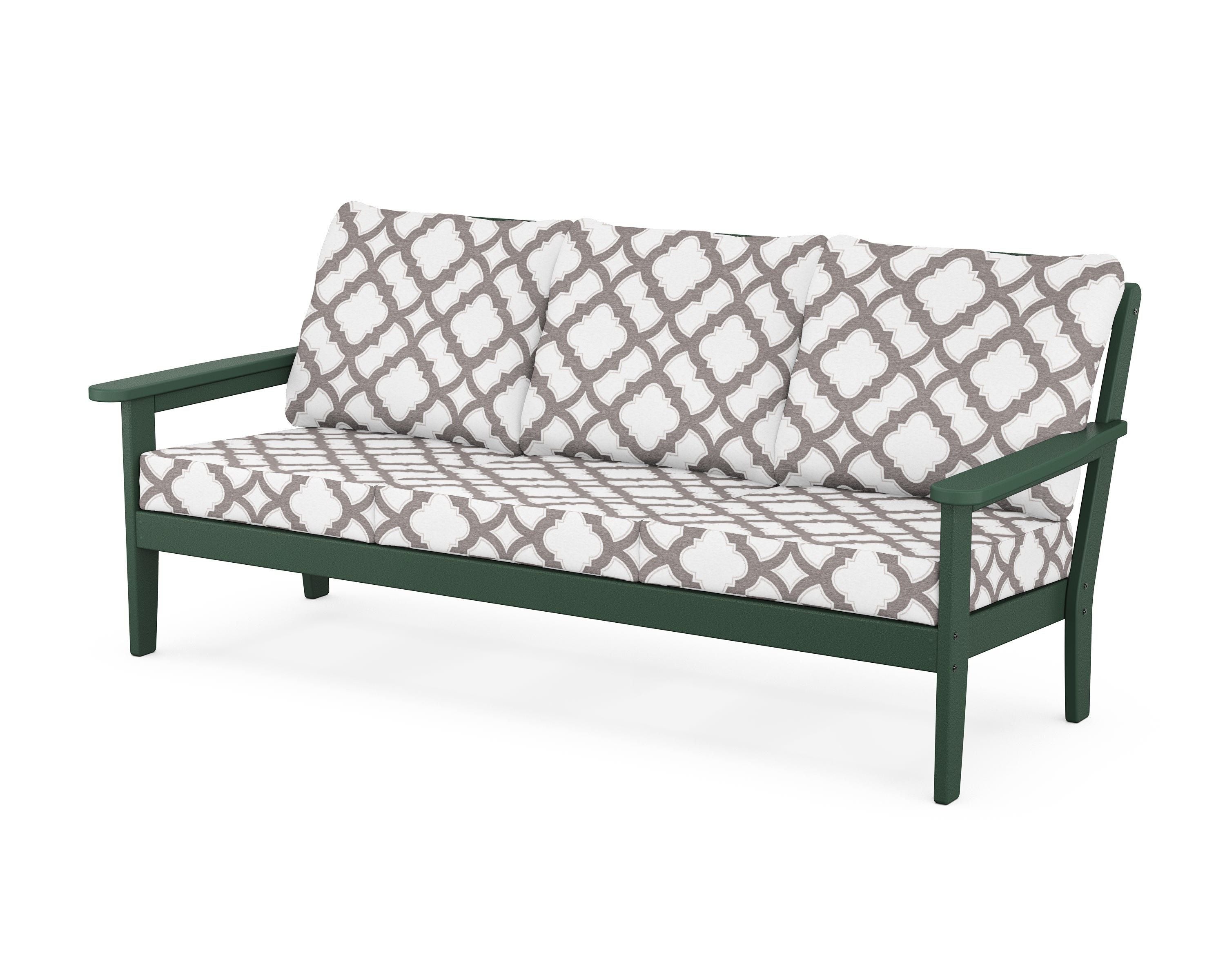 Country Living Cottage Deep Seating Sofa in Green / Trellis Grey Mist