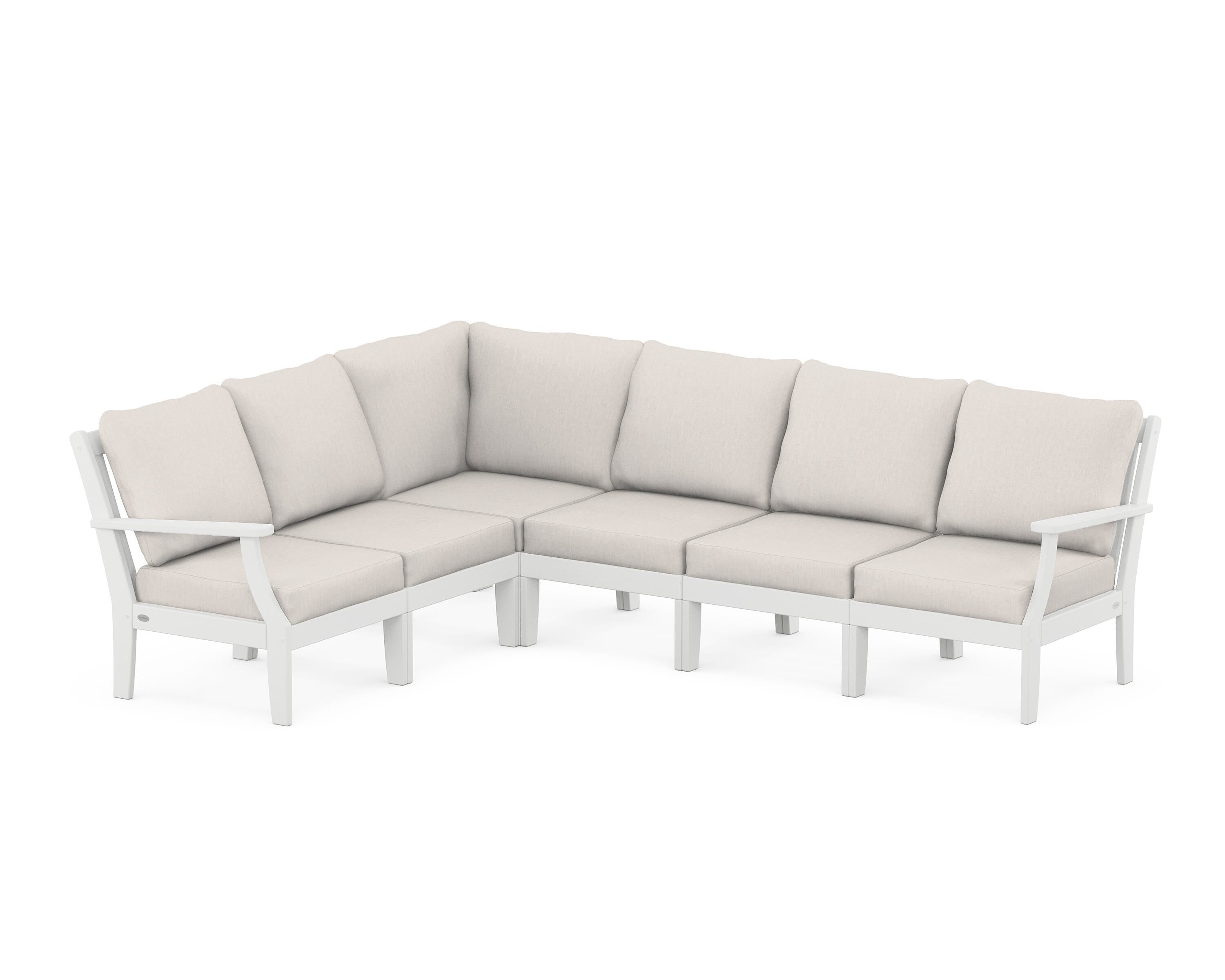 POLYWOOD® Braxton Modular 6-Piece Deep Seating Set in White / Cast Ash