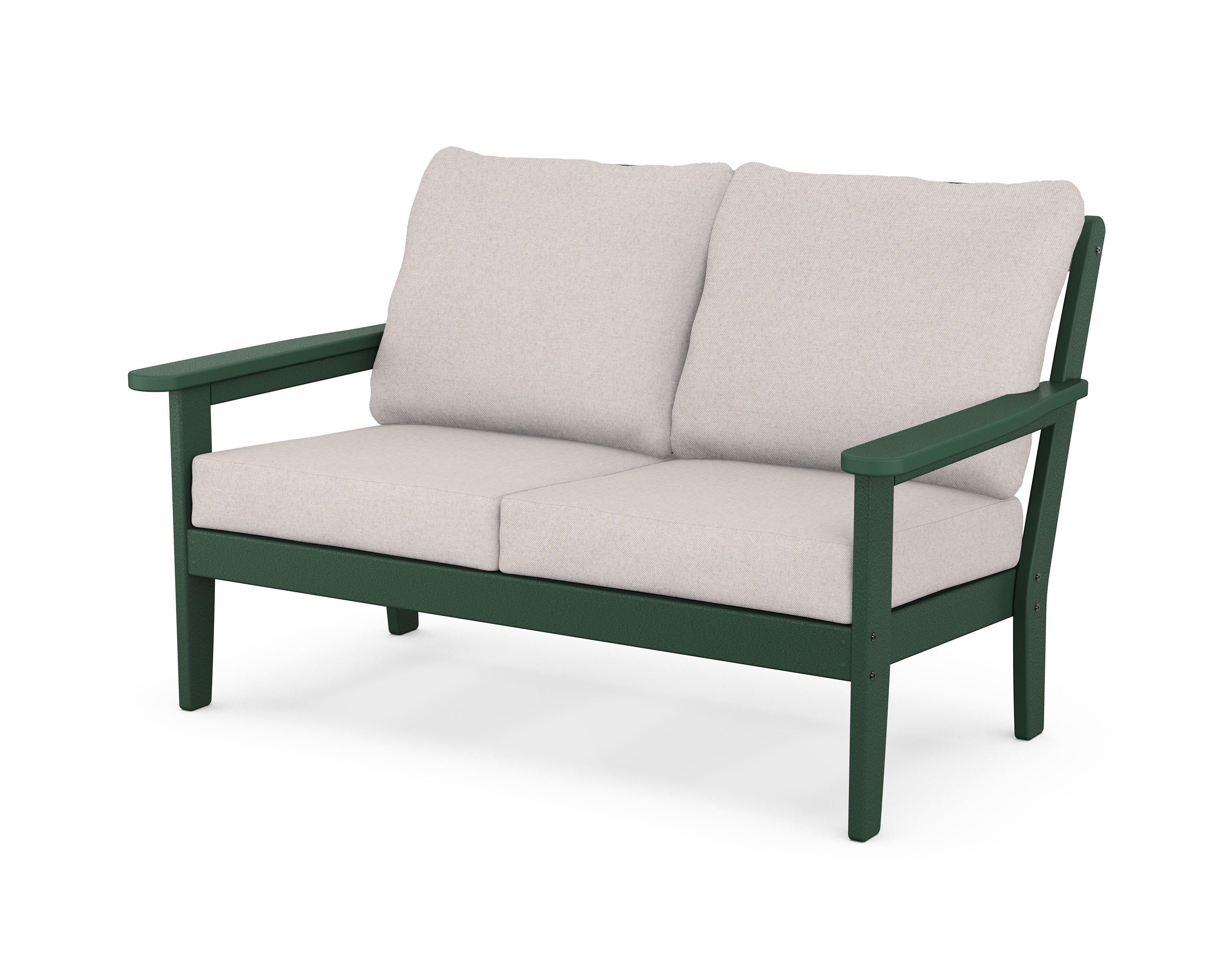 Country Living Cottage Deep Seating Loveseat in Green / Dune Burlap