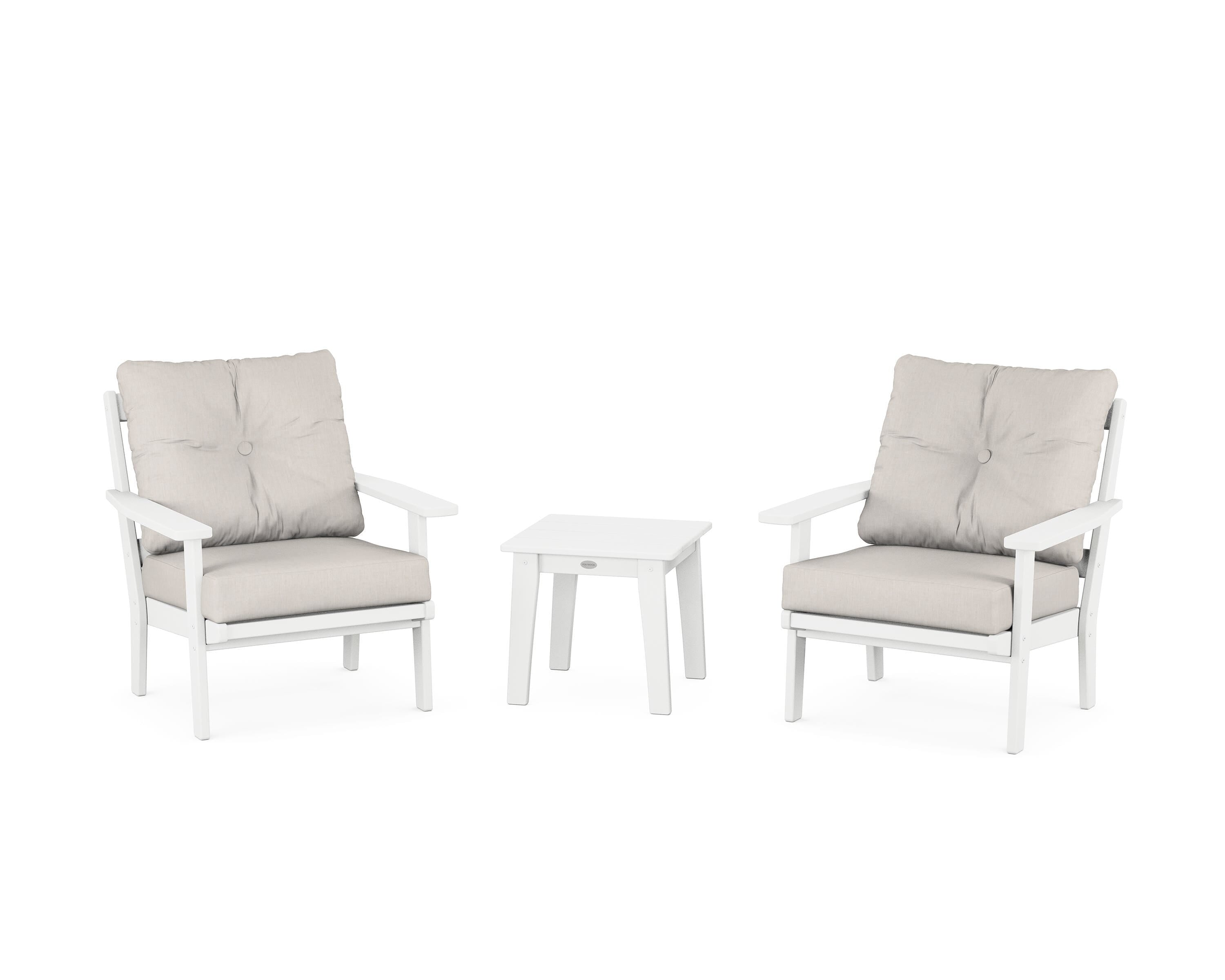 POLYWOOD® Prairie 3-Piece Deep Seating Set in White / Cast Ash