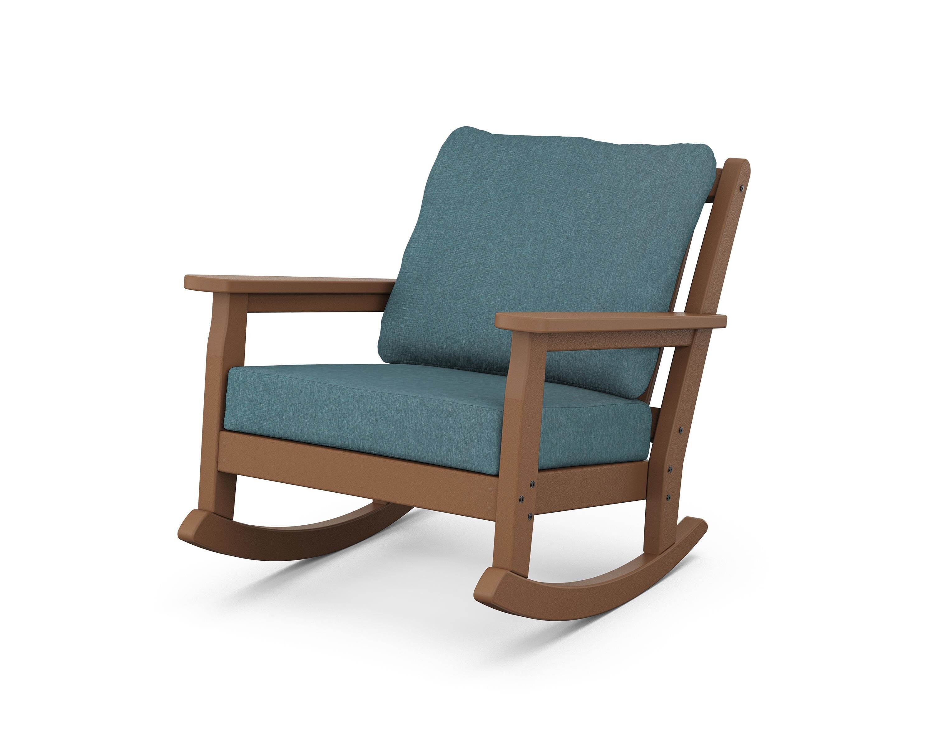 POLYWOOD® Chippendale Deep Seating Rocking Chair in Teak / Ocean Teal
