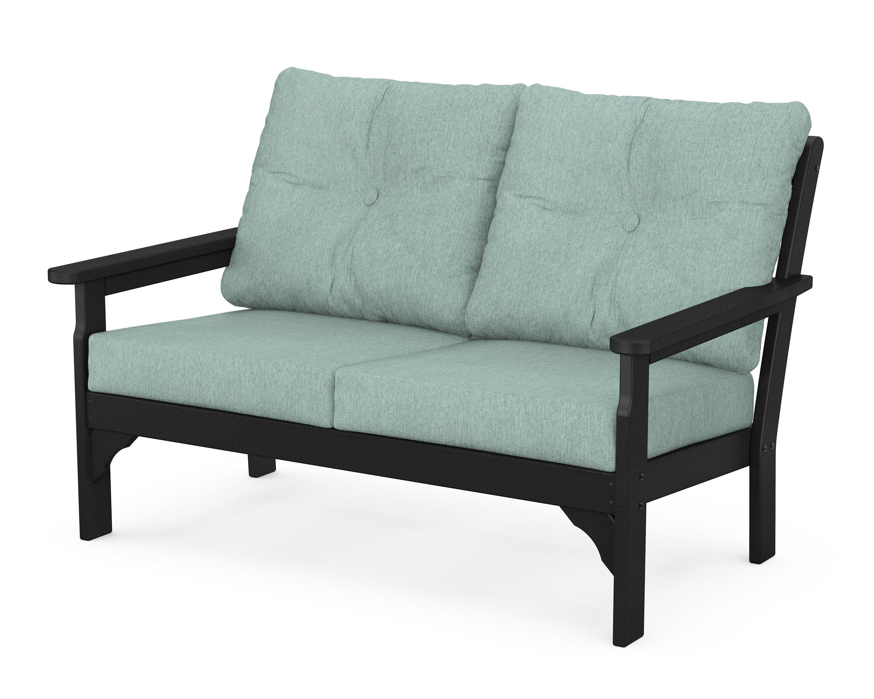 POLYWOOD® Vineyard Deep Seating Loveseat in Black / Glacier Spa