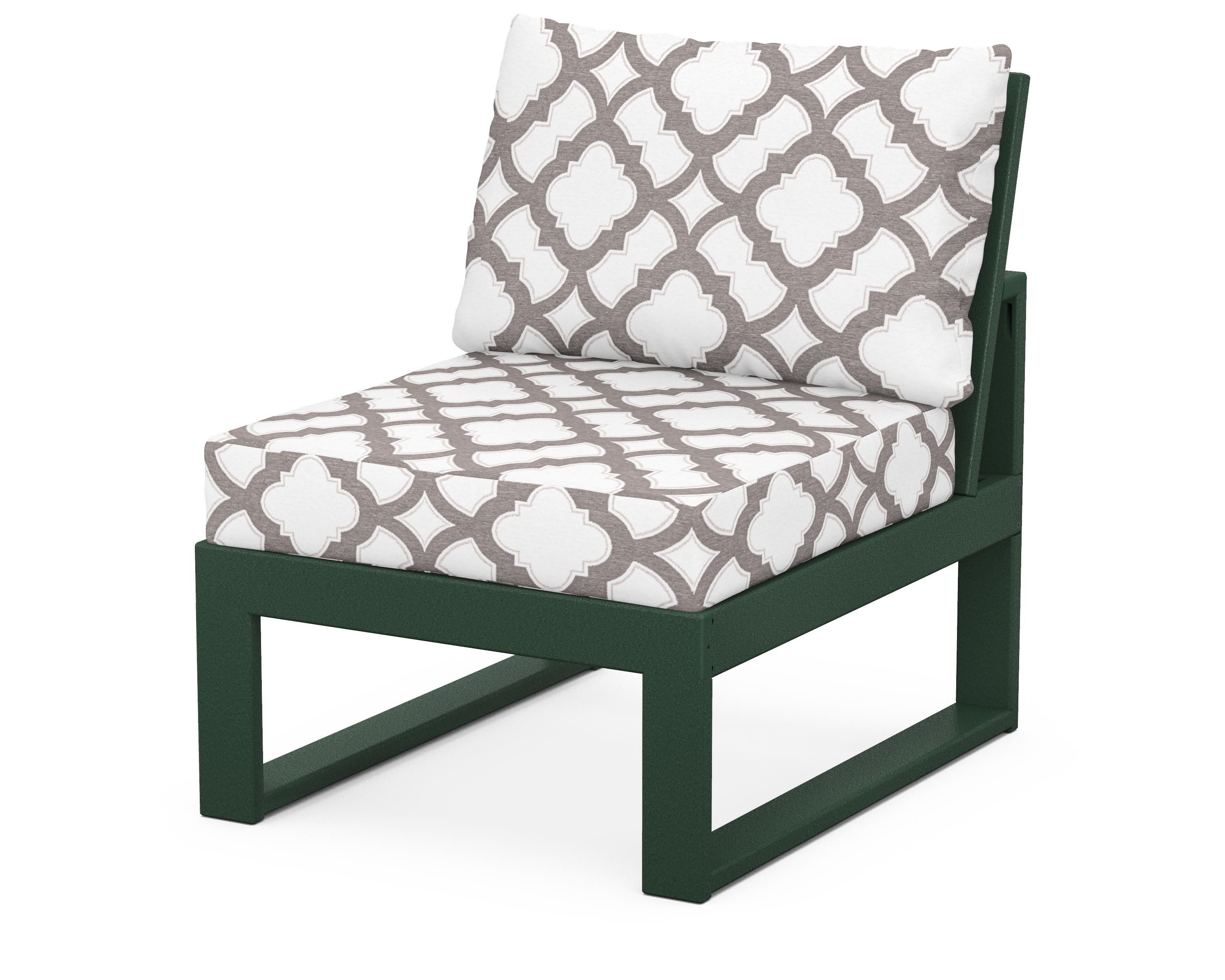Unbranded Modular Armless Chair in Green / Trellis Grey Mist