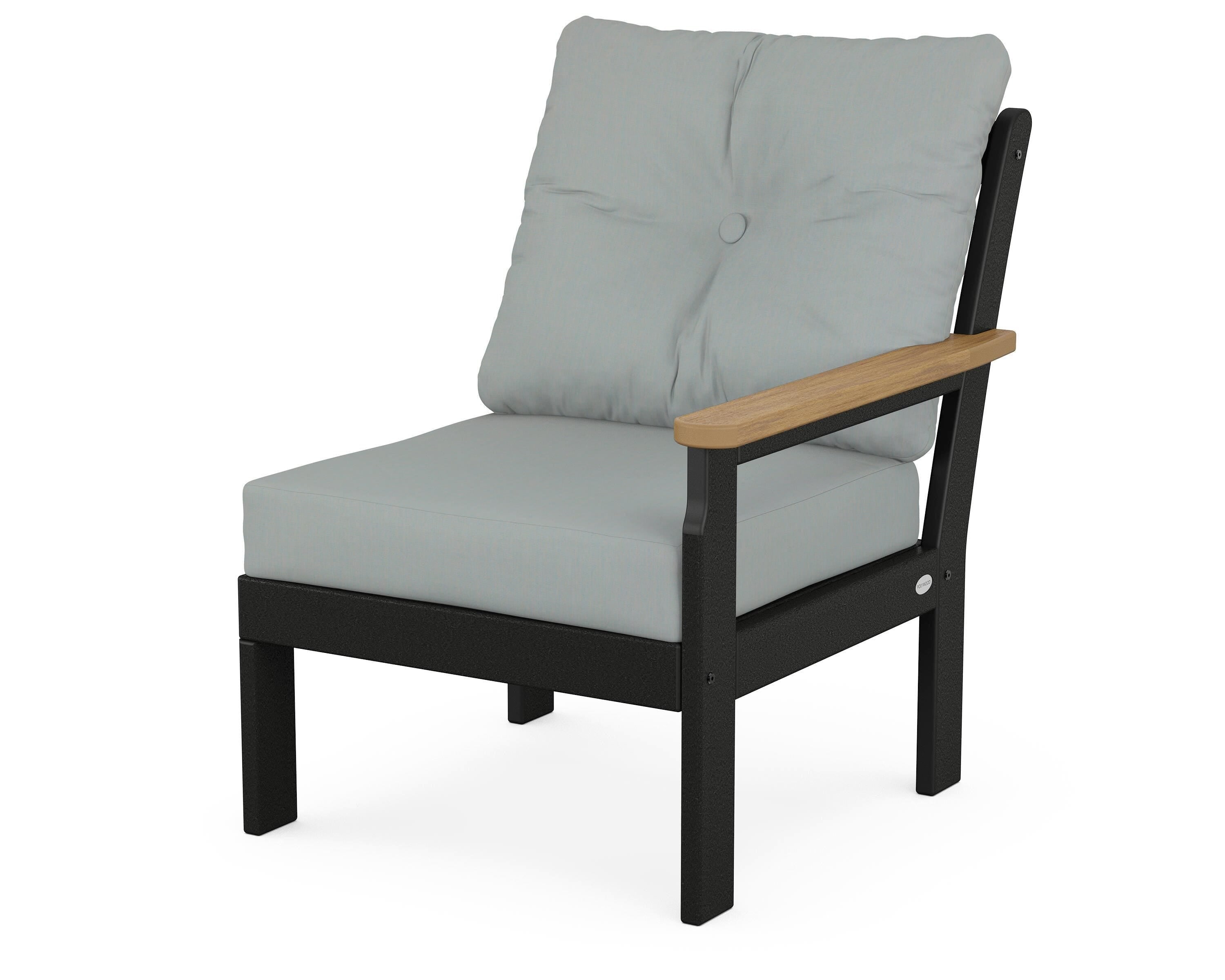 POLYWOOD® Vineyard Modular Right Arm Chair in Black / Natural / Spa