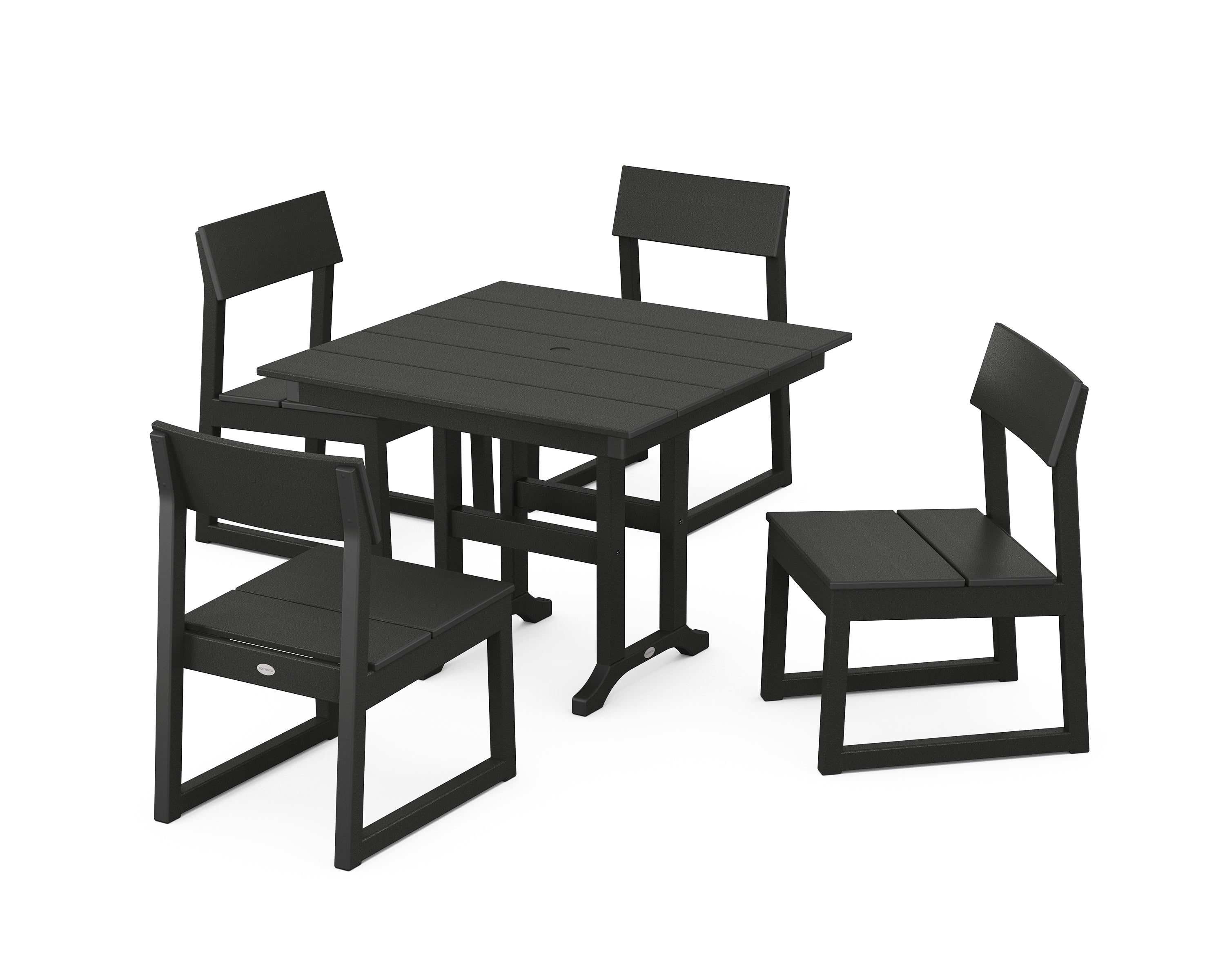 POLYWOOD® EDGE Side Chair 5-Piece Farmhouse Dining Set in Black