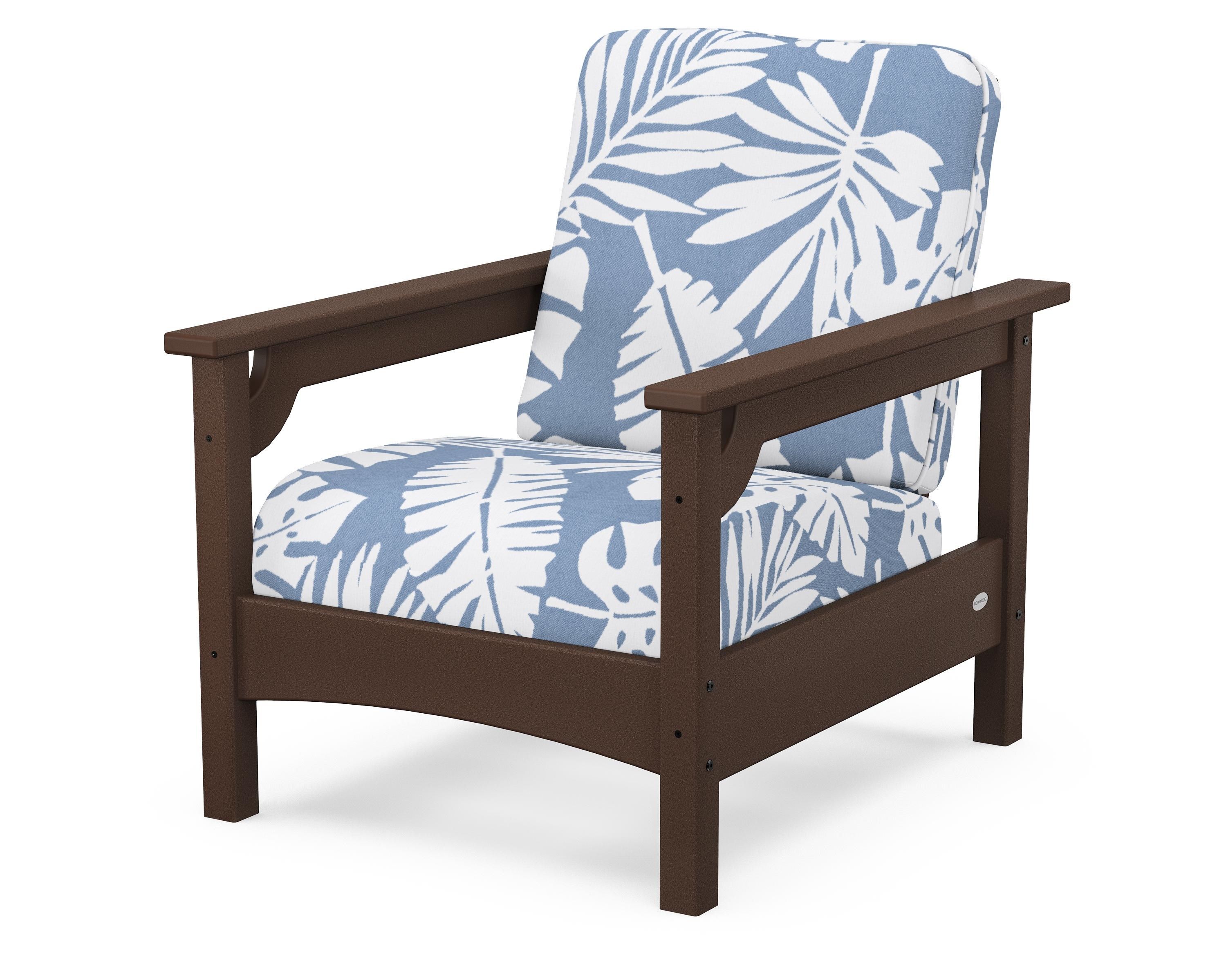 POLYWOOD® Club Chair in Mahogany / Leaf Sky Blue