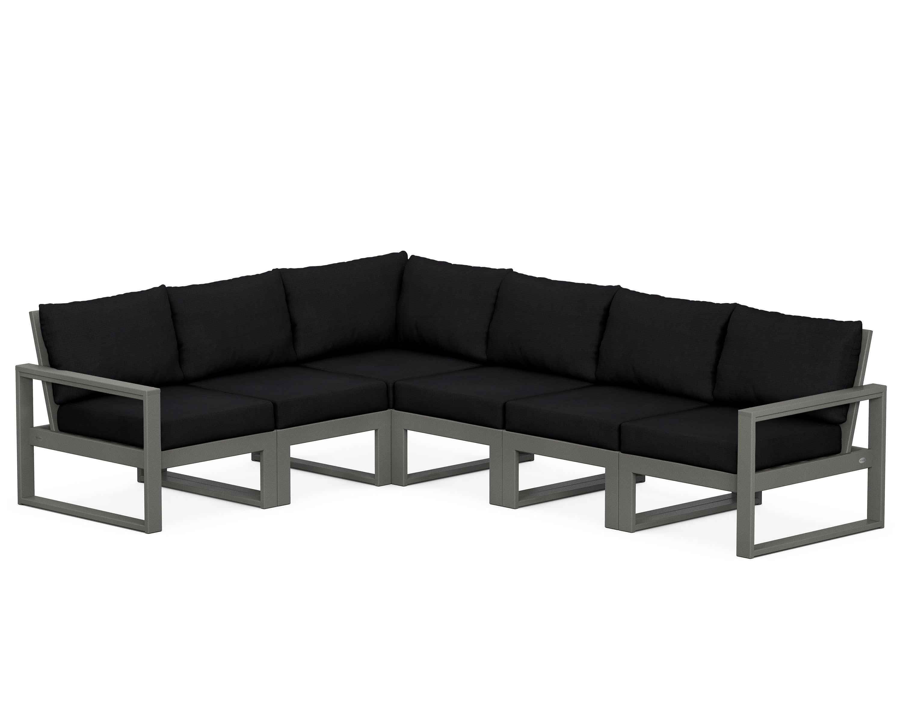 POLYWOOD® EDGE 6-Piece Modular Deep Seating Set in Slate Grey / Midnight Linen