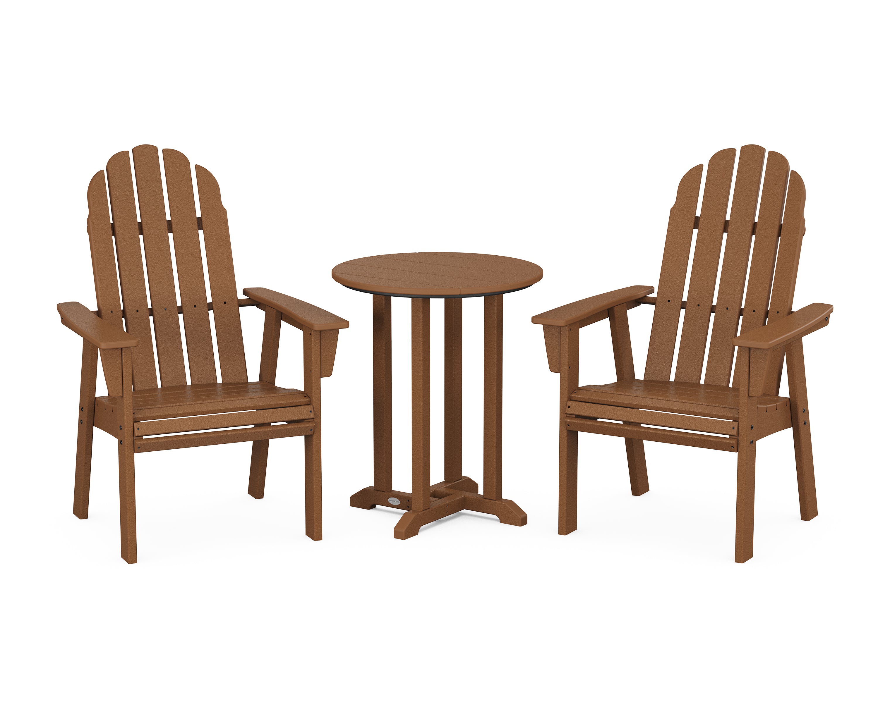 POLYWOOD® Vineyard Adirondack 3-Piece Round Bistro Dining Set in Teak
