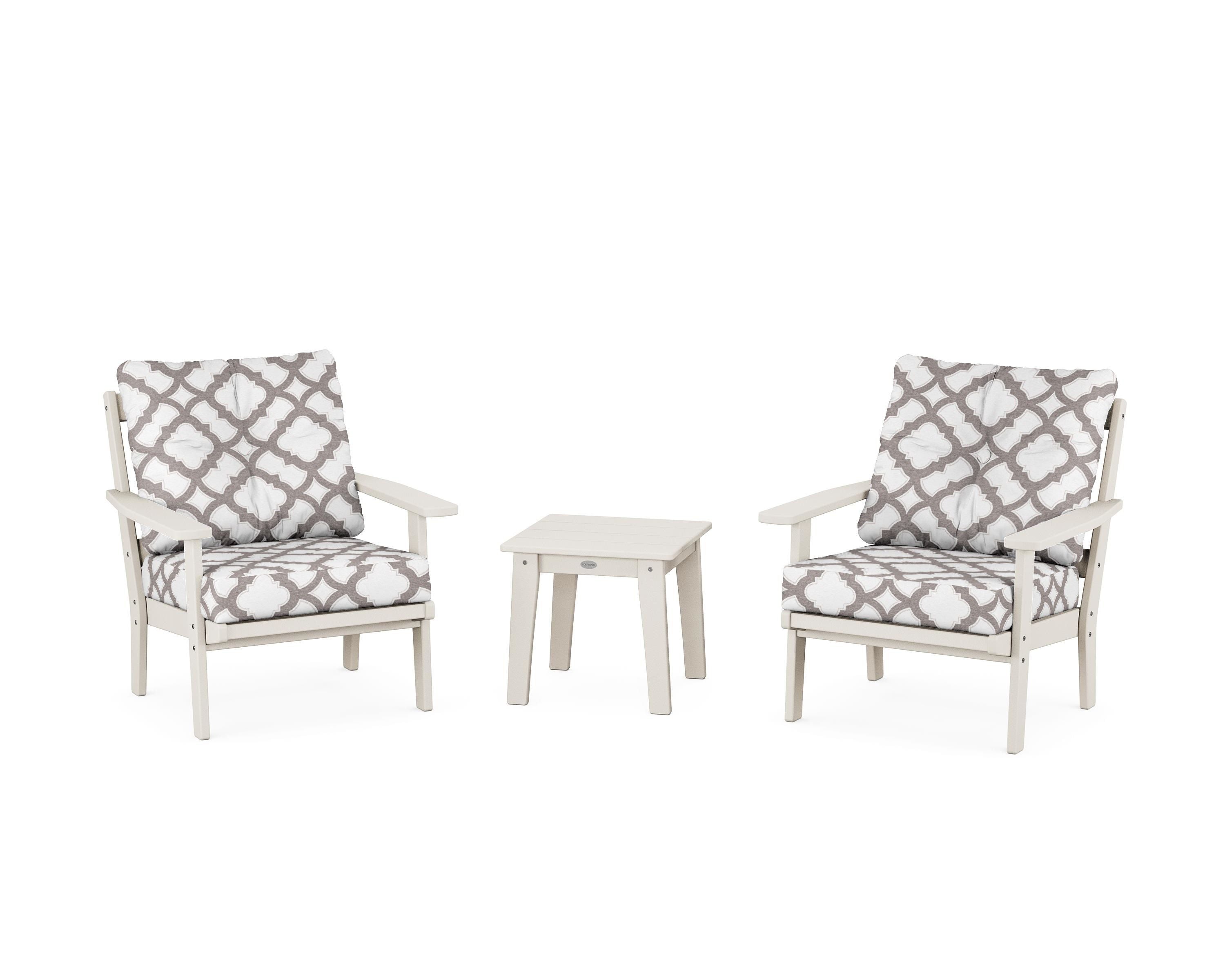 POLYWOOD® Prairie 3-Piece Deep Seating Set in Sand / Trellis Grey Mist