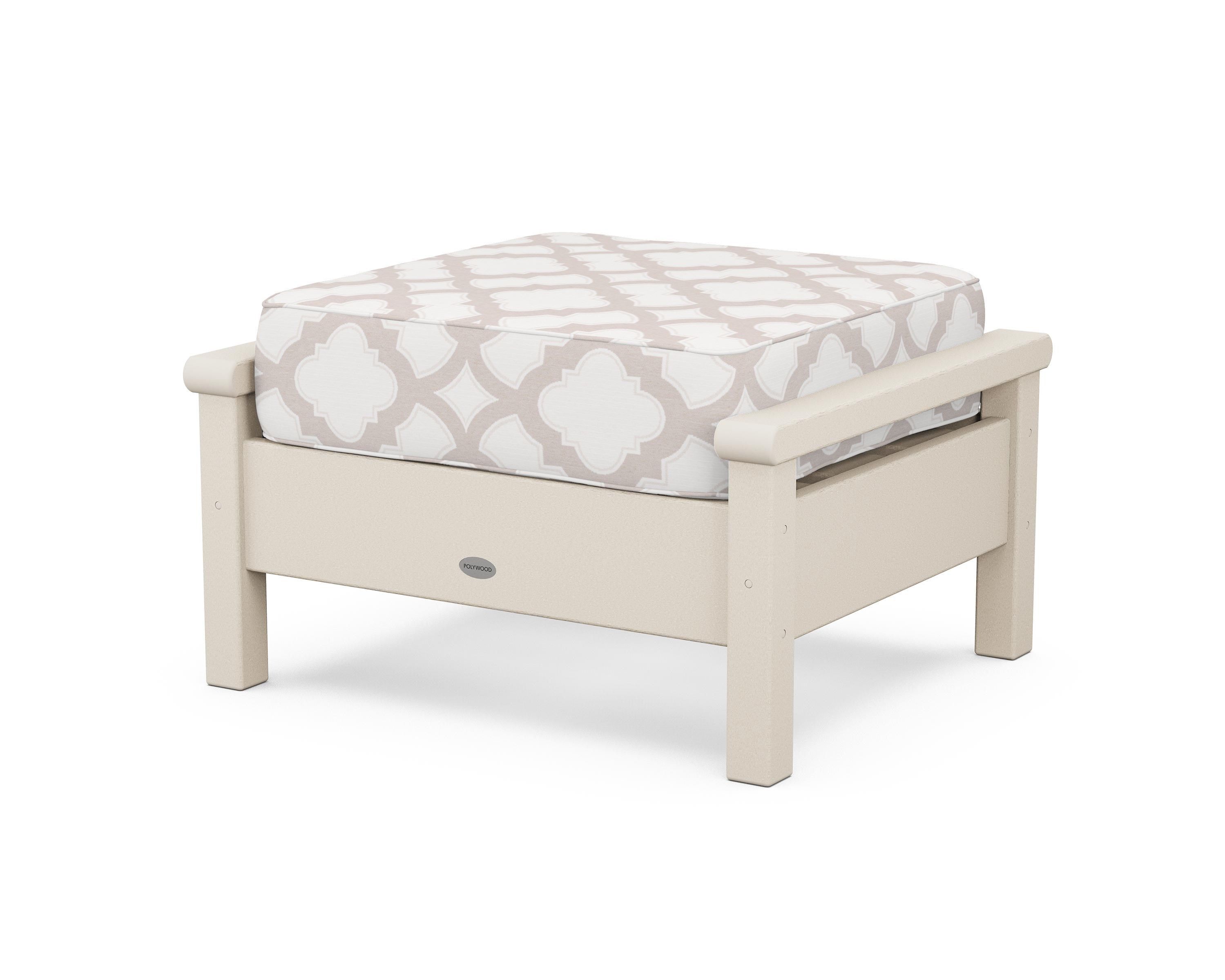 POLYWOOD® Harbour Deep Seating Ottoman in Sand / Trellis Dune Burlap