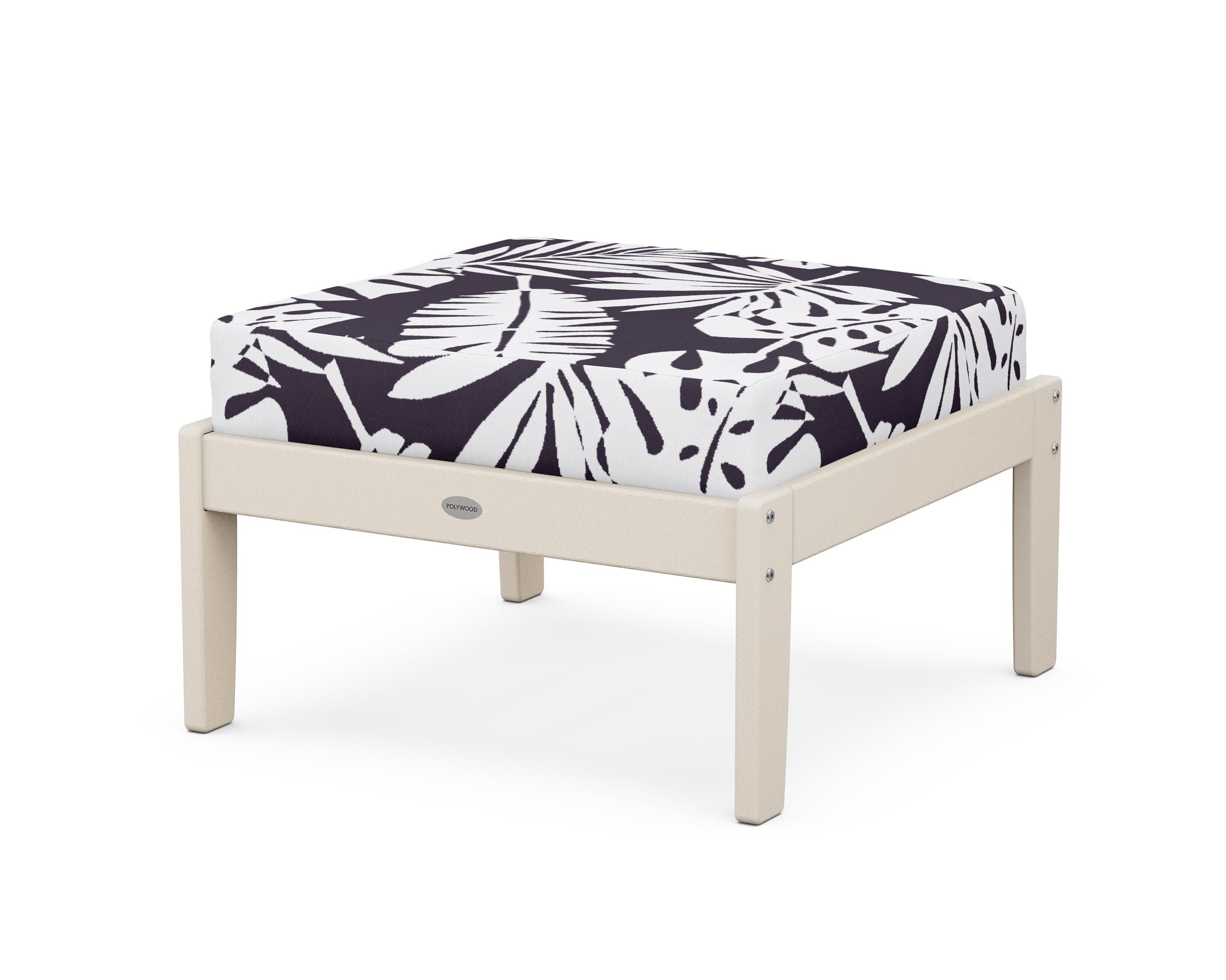 POLYWOOD® Braxton Deep Seating Ottoman in Sand / Leaf Navy