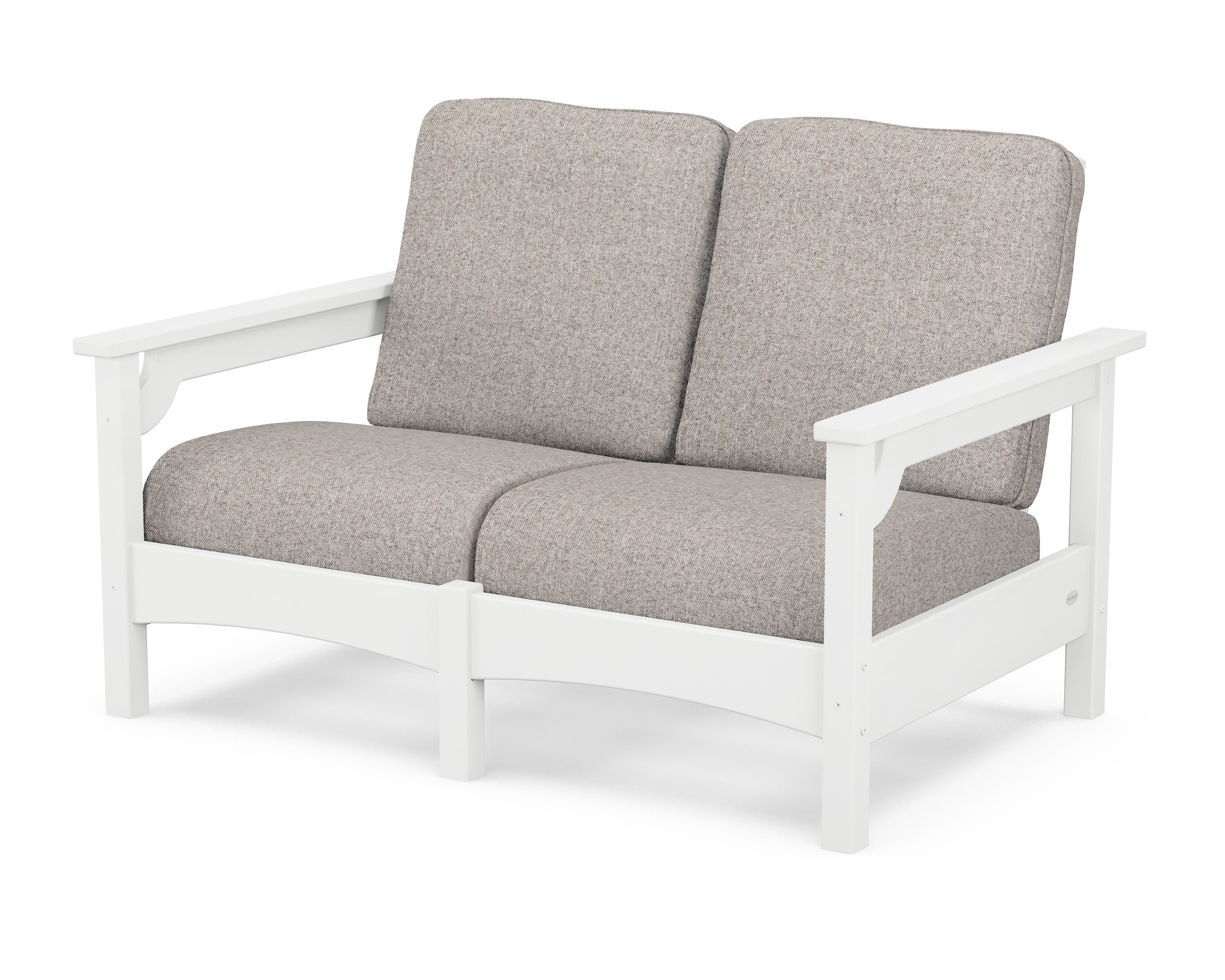 POLYWOOD® Club Loveseat in White / Weathered Tweed