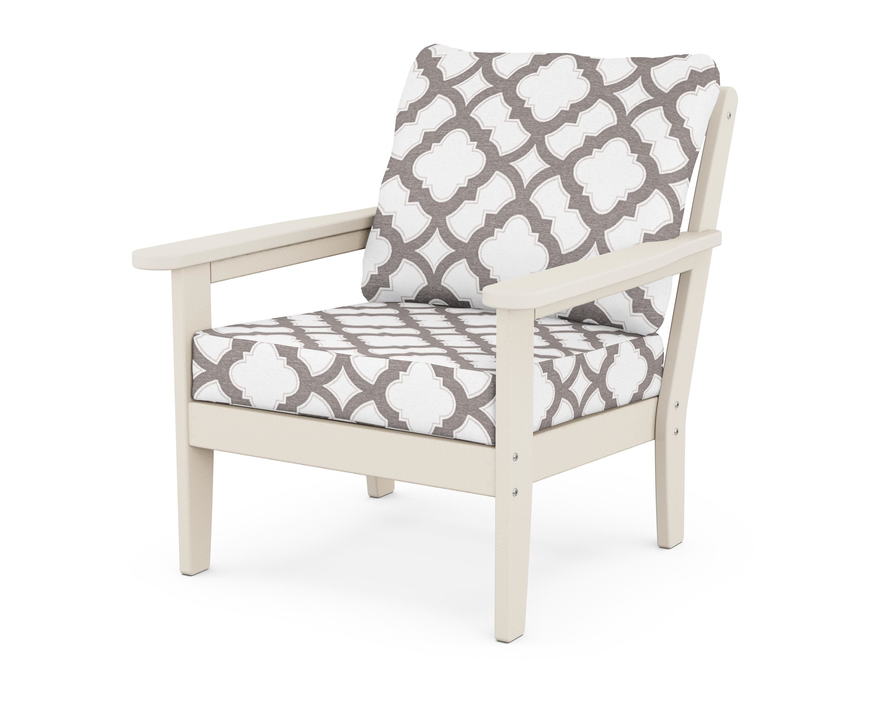 Country Living Cottage Deep Seating Chair in Sand / Trellis Grey Mist