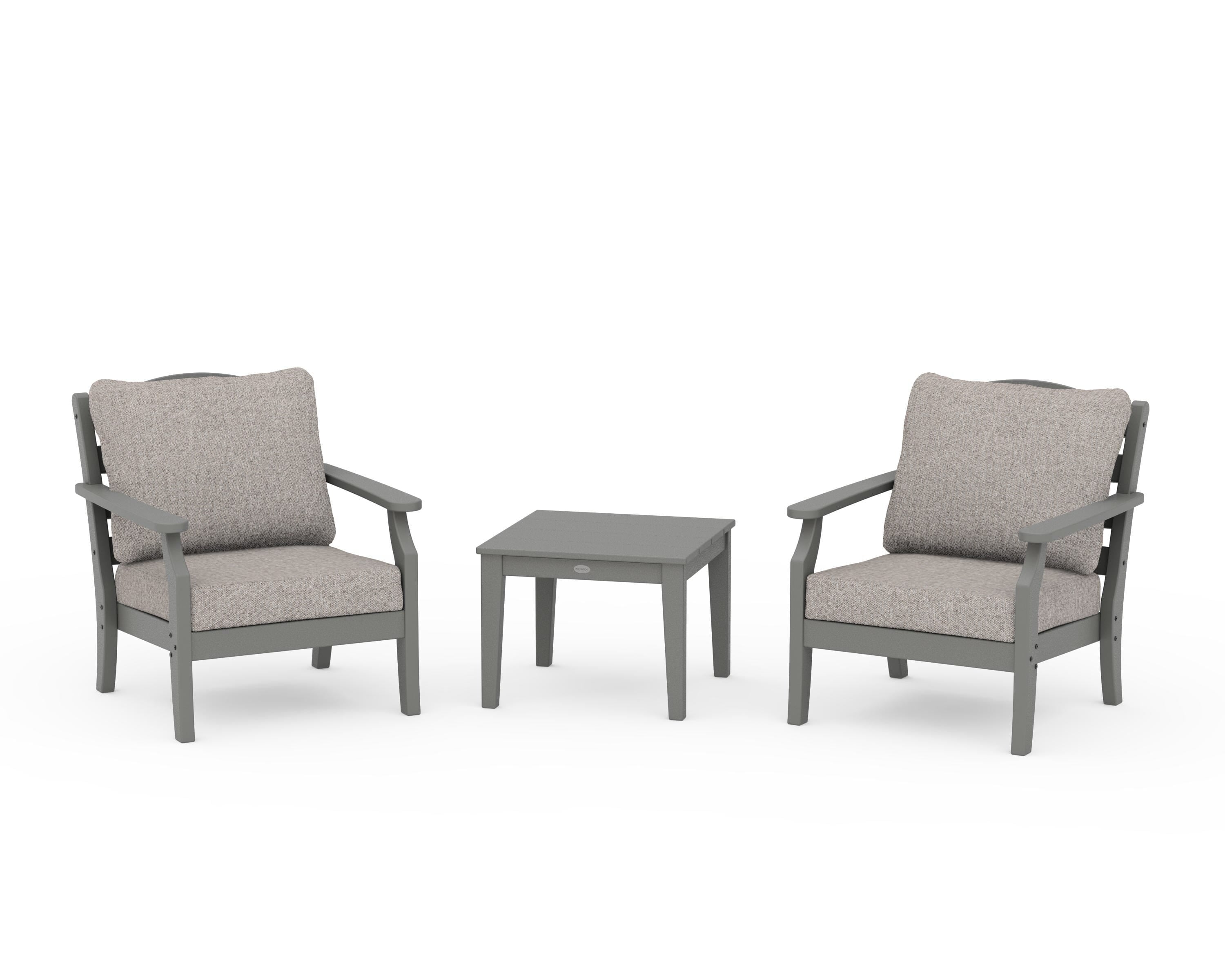 Draper James™ by POLYWOOD® Savannah 3-Piece Deep Seating Set in Slate Grey / Weathered Tweed