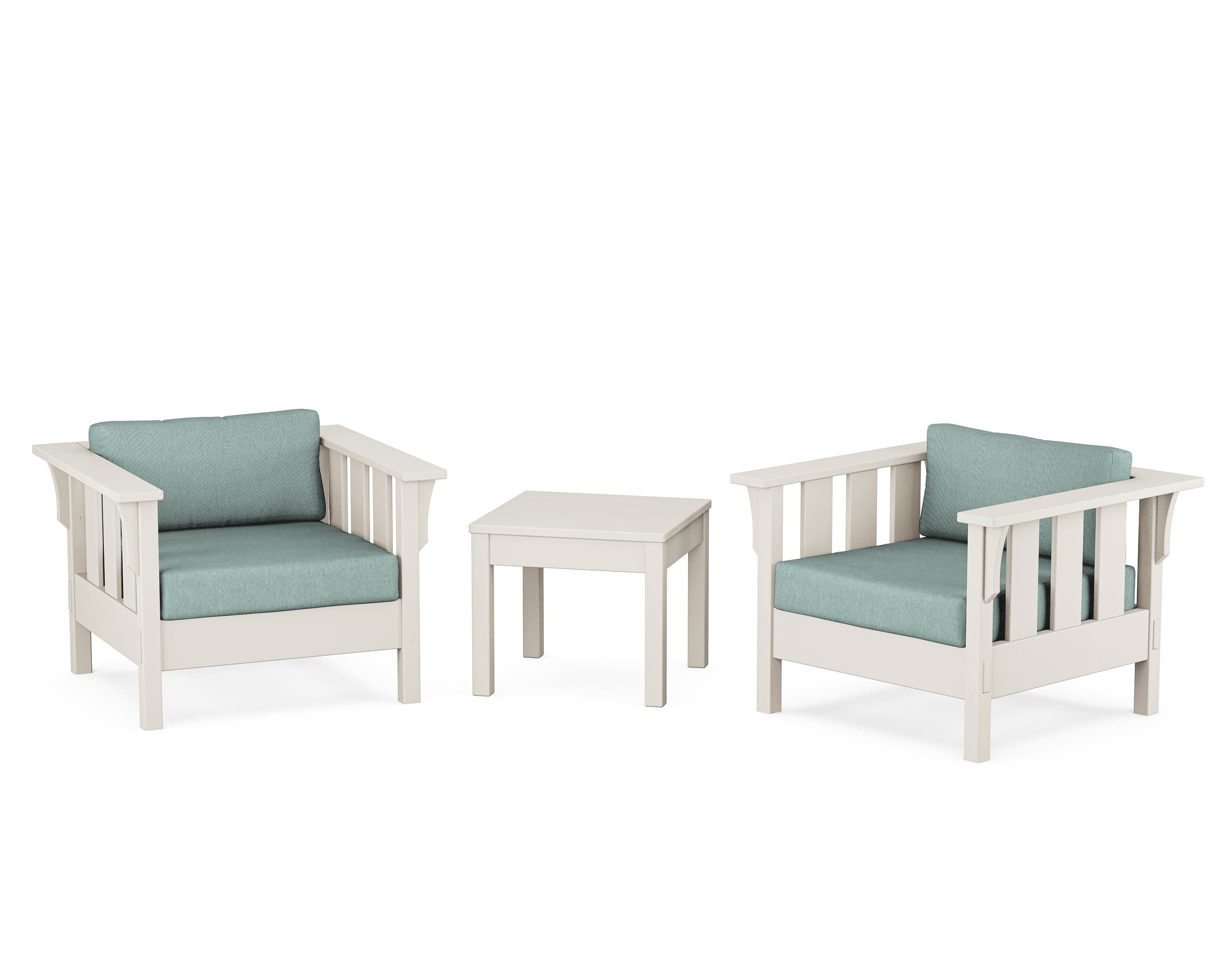 Martha Stewart by POLYWOOD® Acadia 3-Piece Deep Seating Set in Sand / Glacier Spa