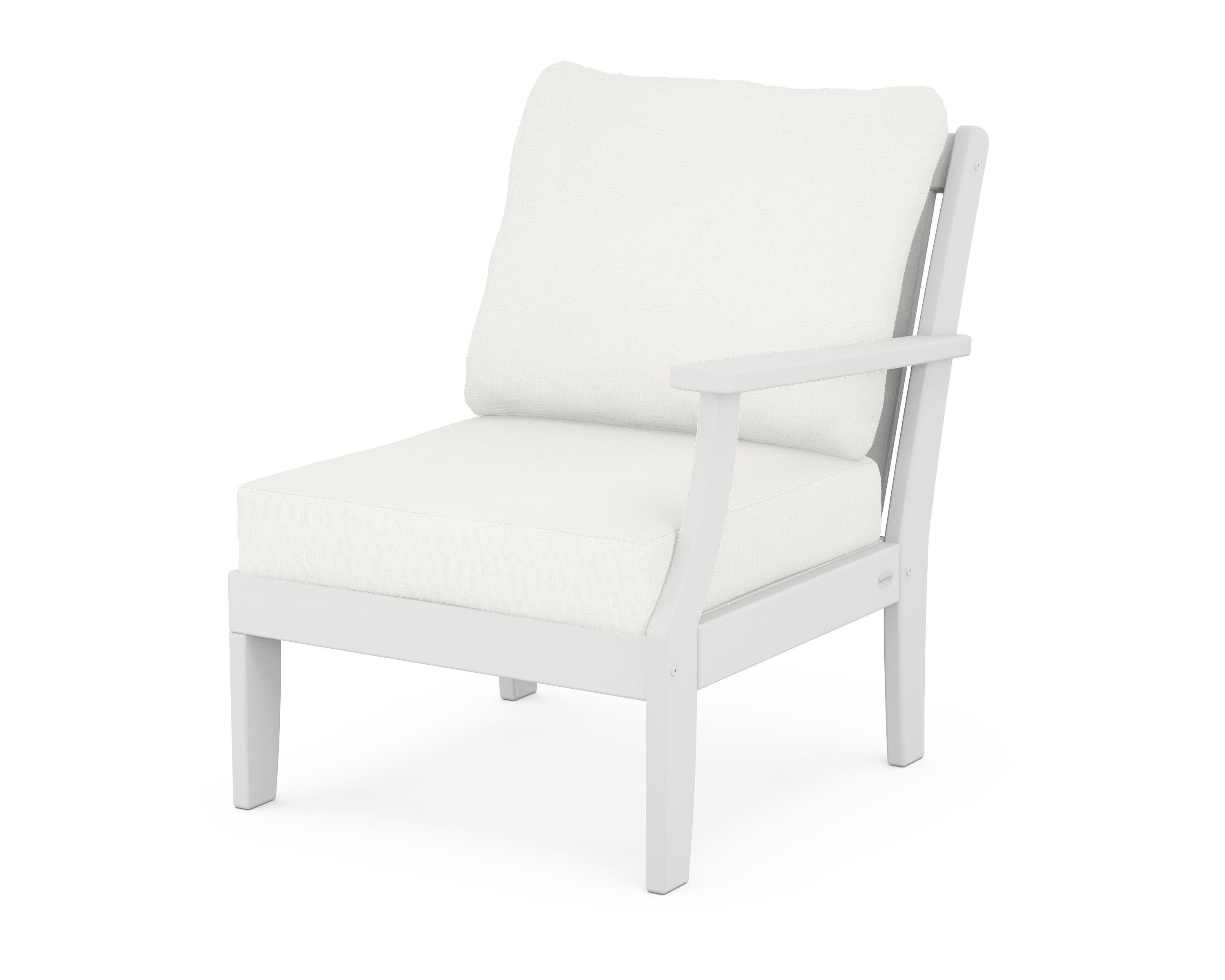 POLYWOOD® Braxton Modular Right Arm Chair in White / Natural Linen