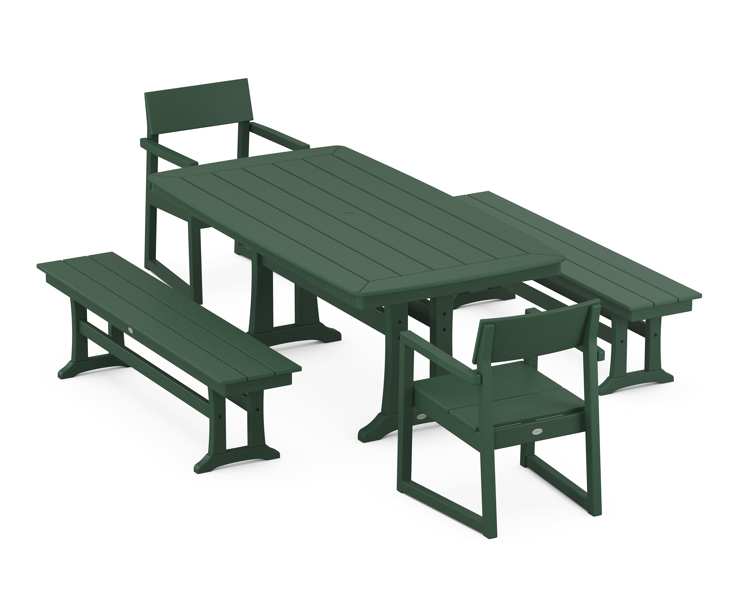 POLYWOOD® EDGE 5-Piece Dining Set with Trestle Legs in Green