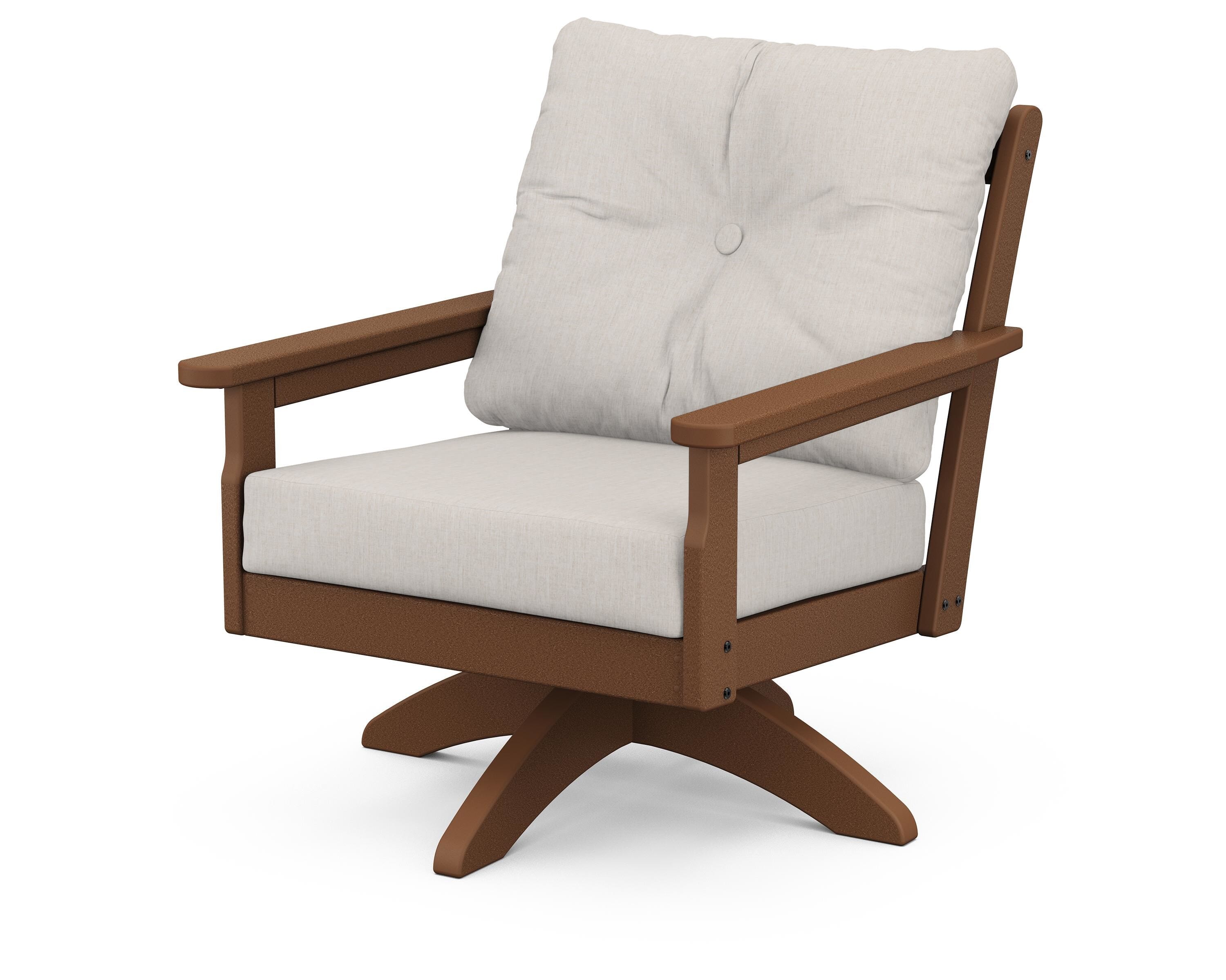 POLYWOOD® Vineyard Deep Seating Swivel Chair in Teak / Cast Ash