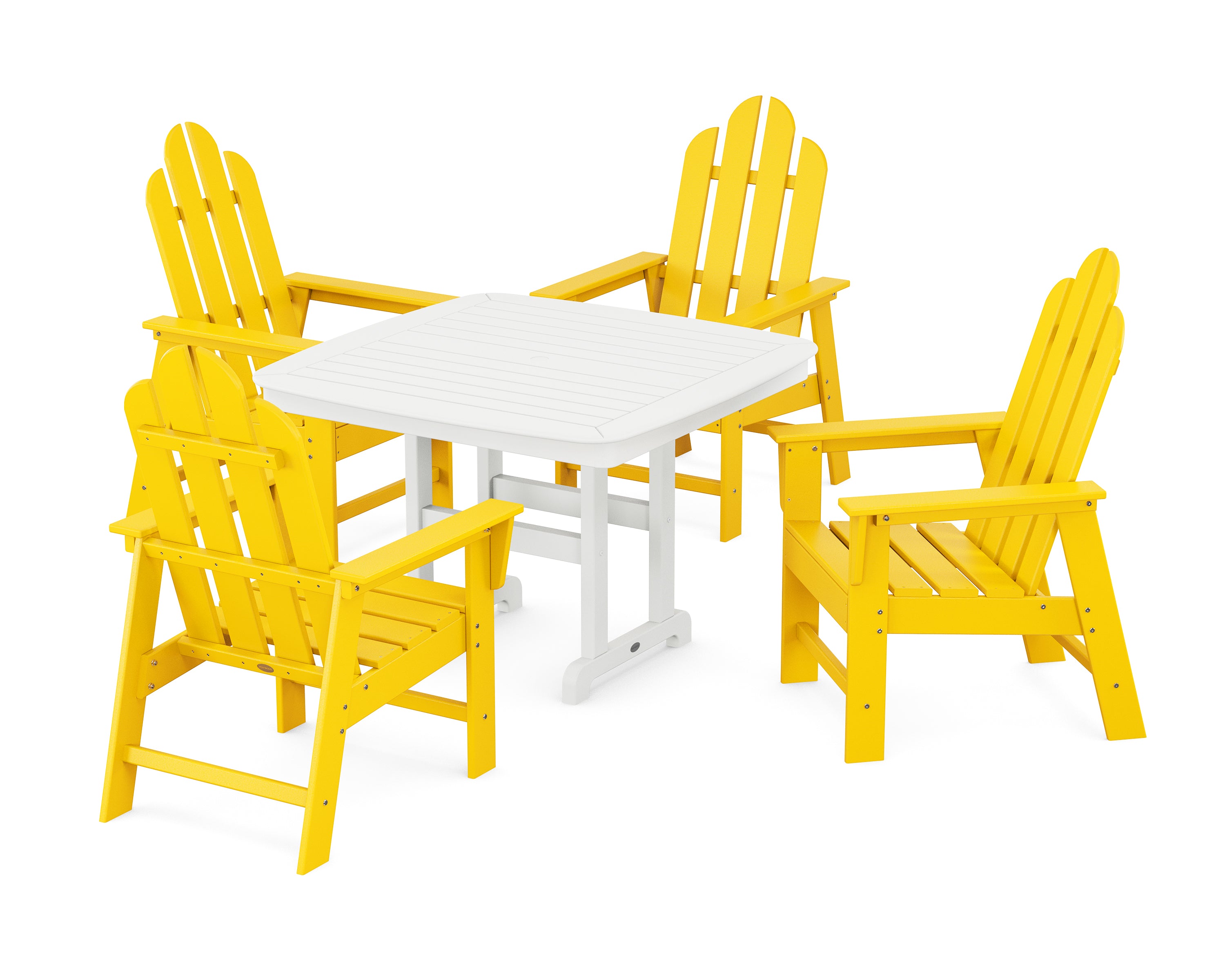 POLYWOOD® Long Island 5-Piece Dining Set with Trestle Legs in Lemon / White