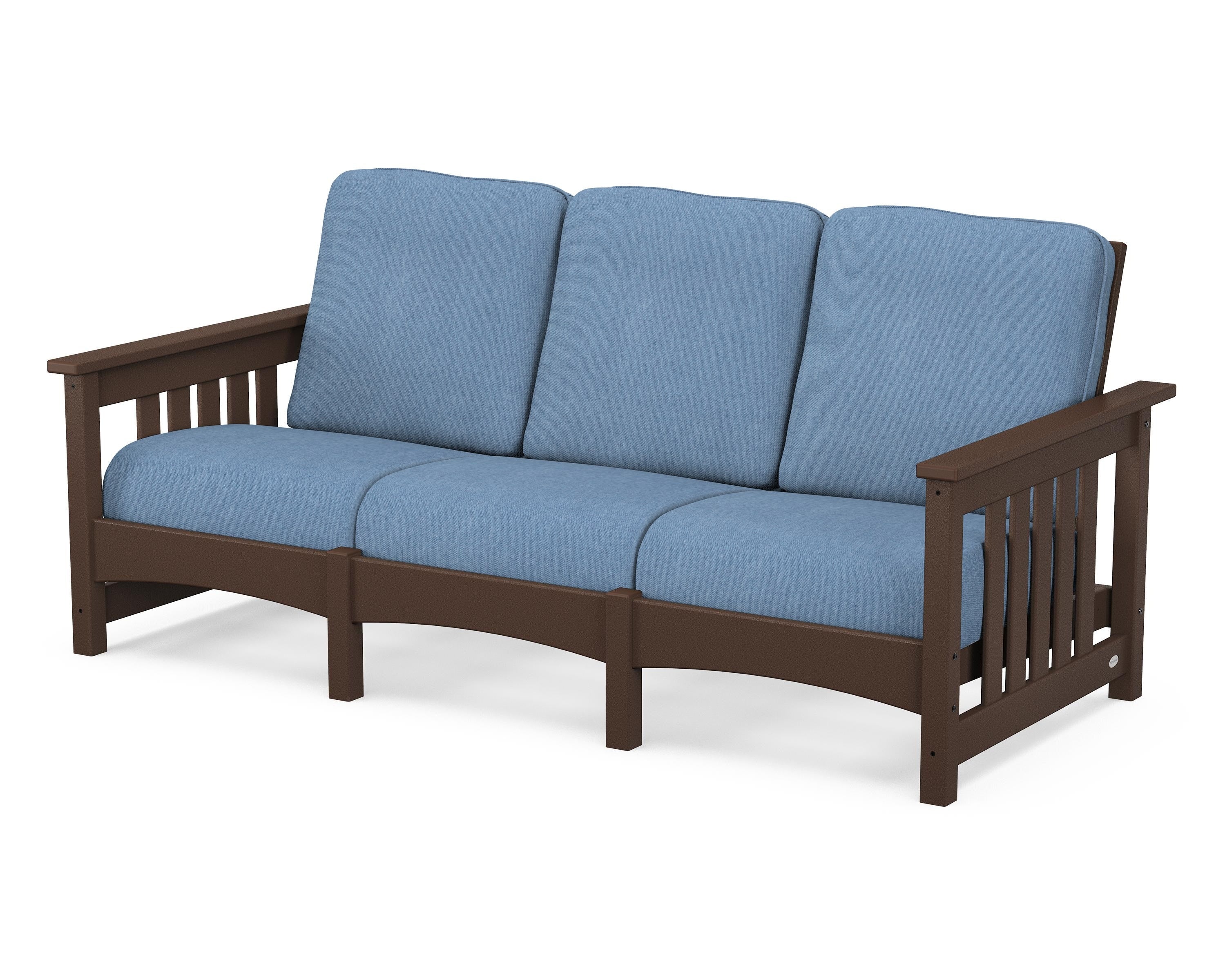 POLYWOOD® Club Mission Sofa in Mahogany / Sky Blue