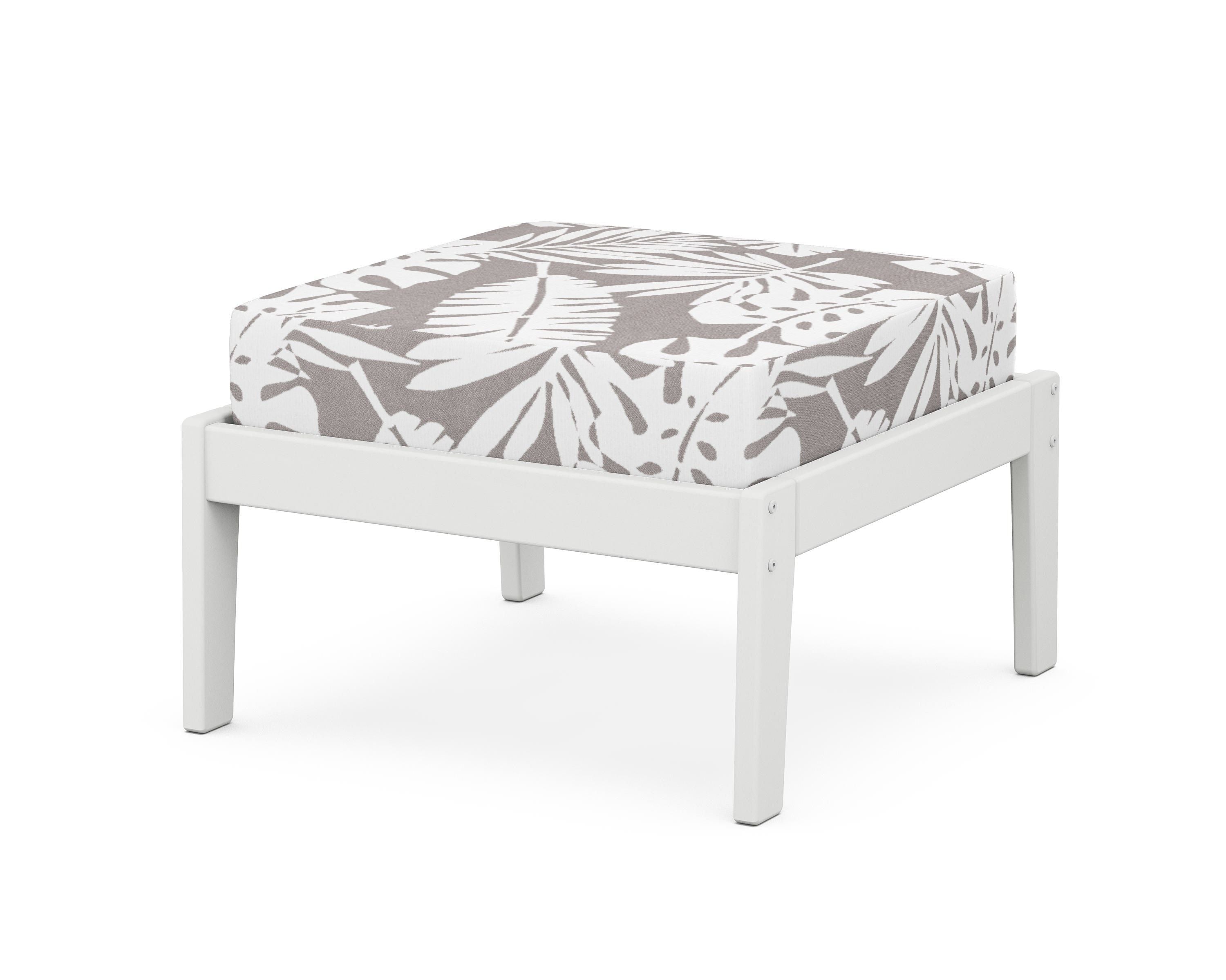 Unbranded Deep Seating Ottoman in White / Leaf Grey Mist