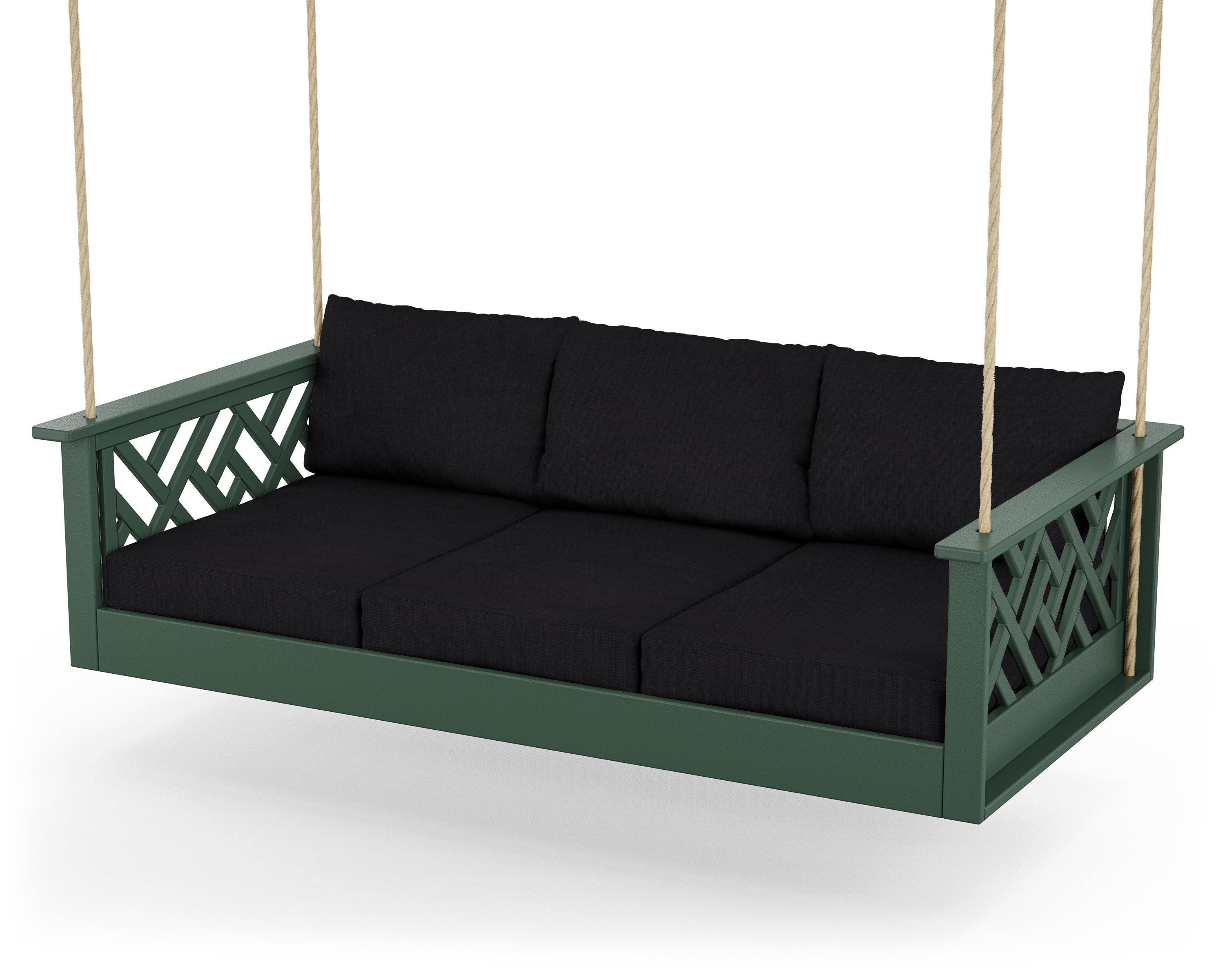 POLYWOOD® Chippendale Daybed Swing in Green / Midnight Linen