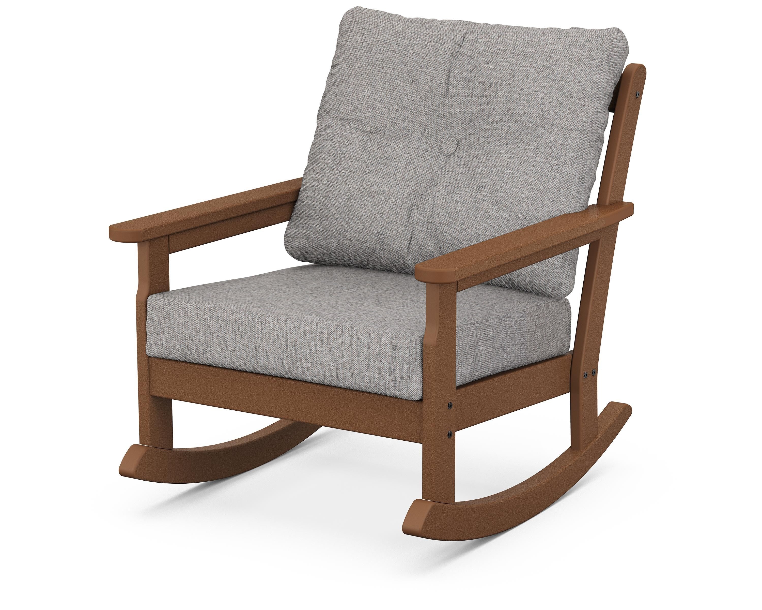 POLYWOOD® Vineyard Deep Seating Rocking Chair in Teak / Grey Mist