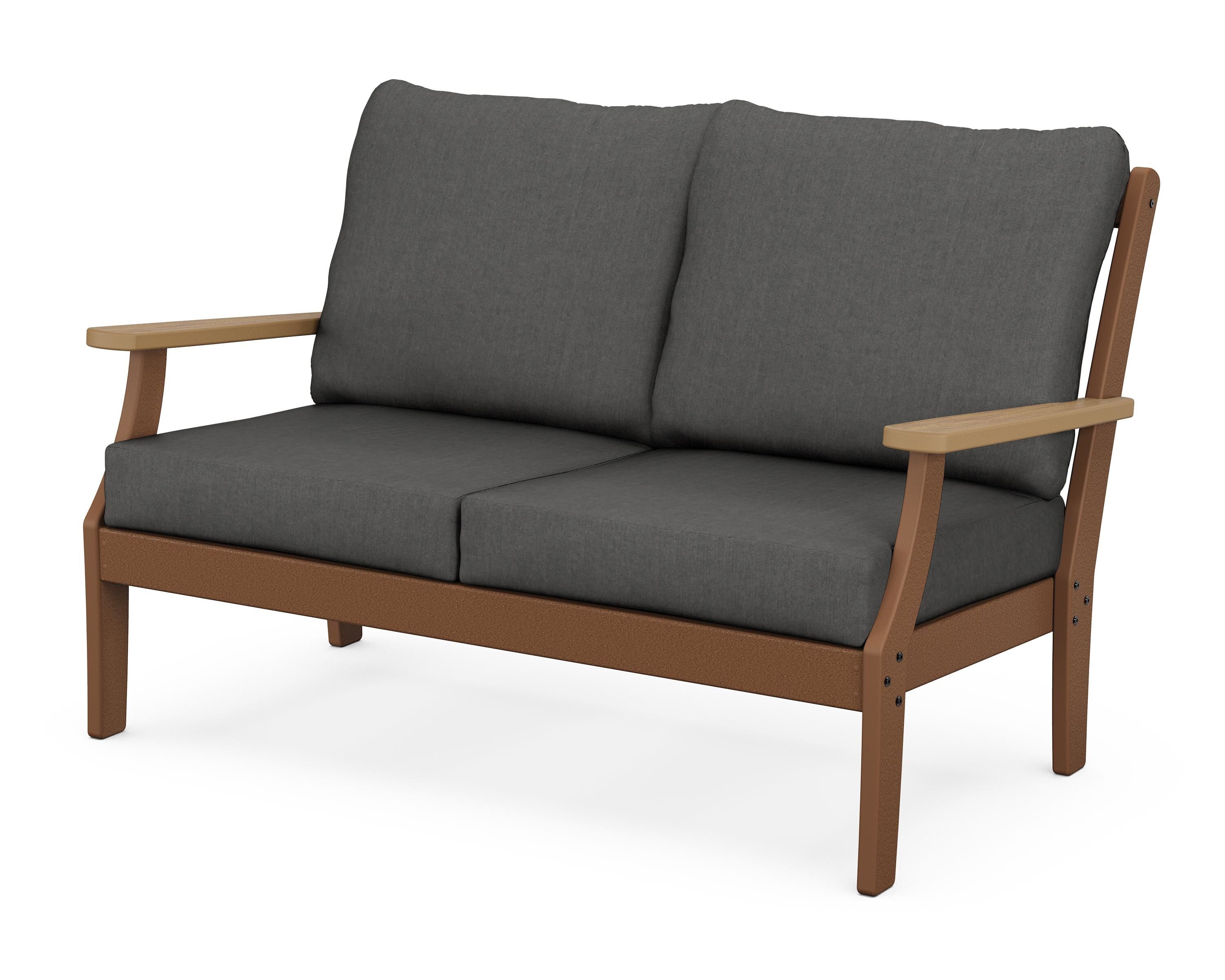 POLYWOOD® Braxton Deep Seating Loveseat in Teak / Natural / Spectrum Carbon