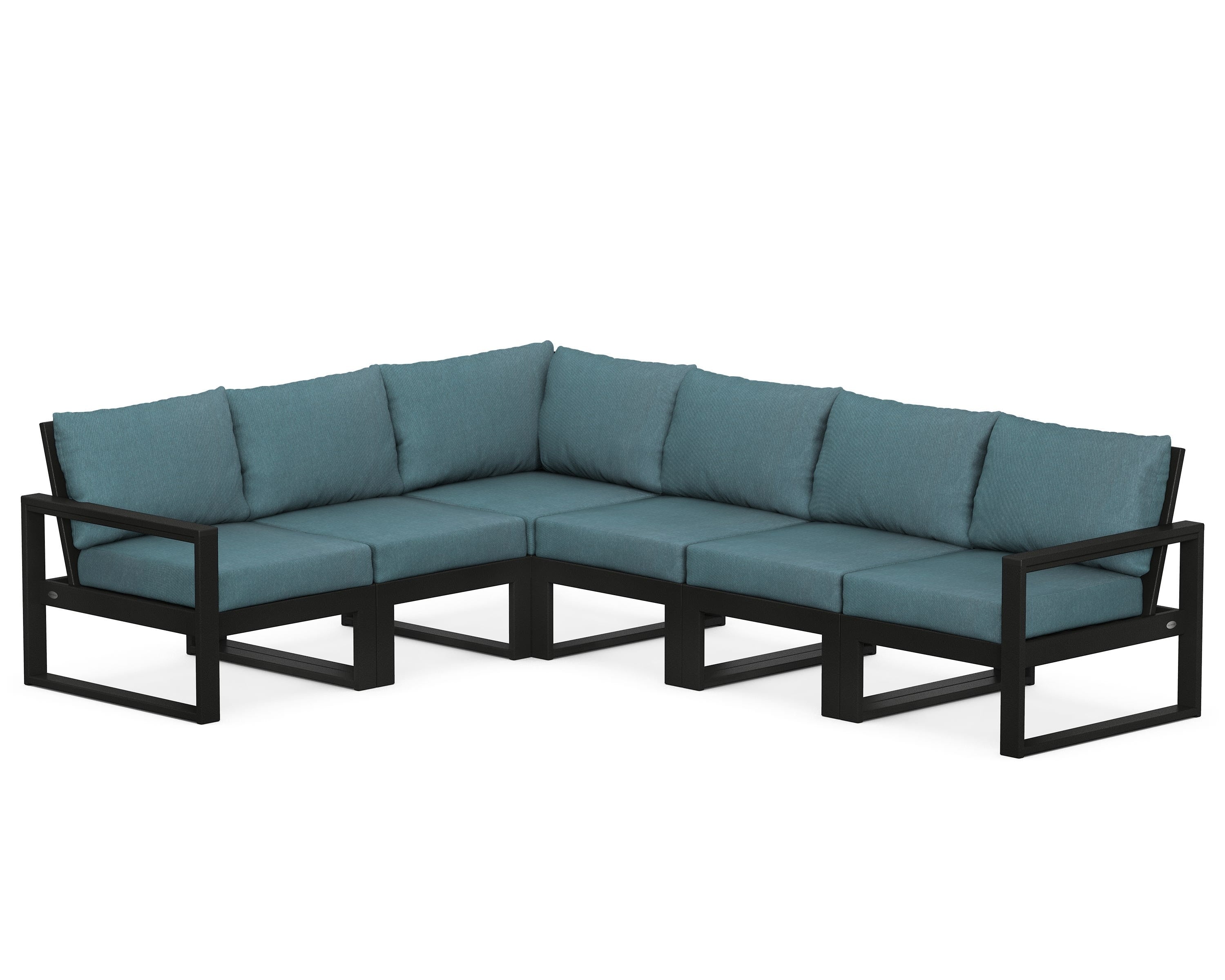 POLYWOOD® EDGE 6-Piece Modular Deep Seating Set in Black / Ocean Teal