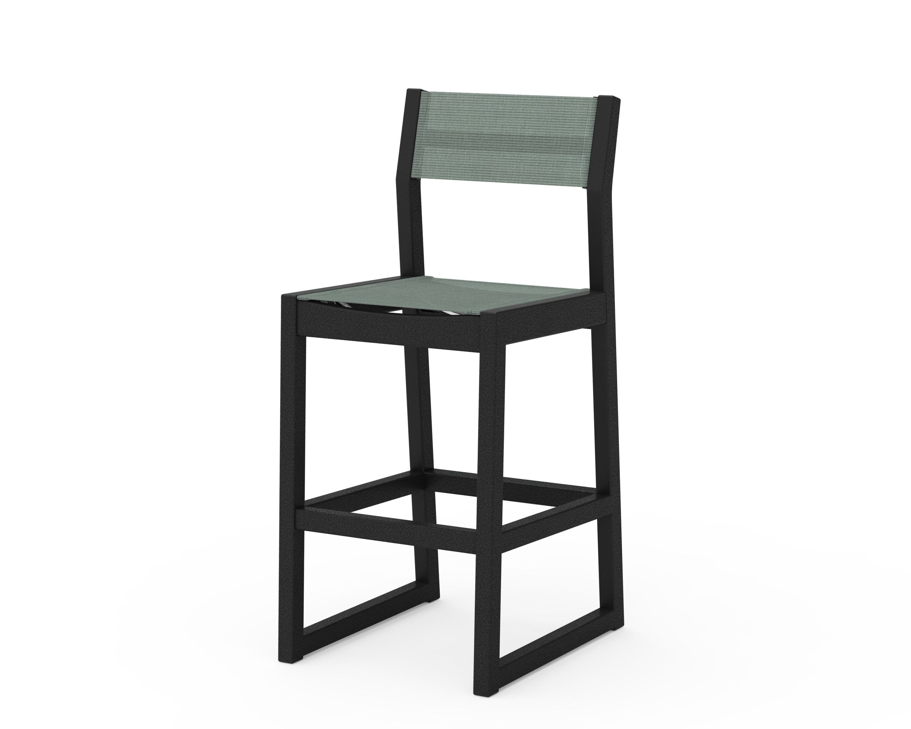 POLYWOOD® EDGE Sling Bar Side Chair in Black / Dupioni Sea Mist Sling