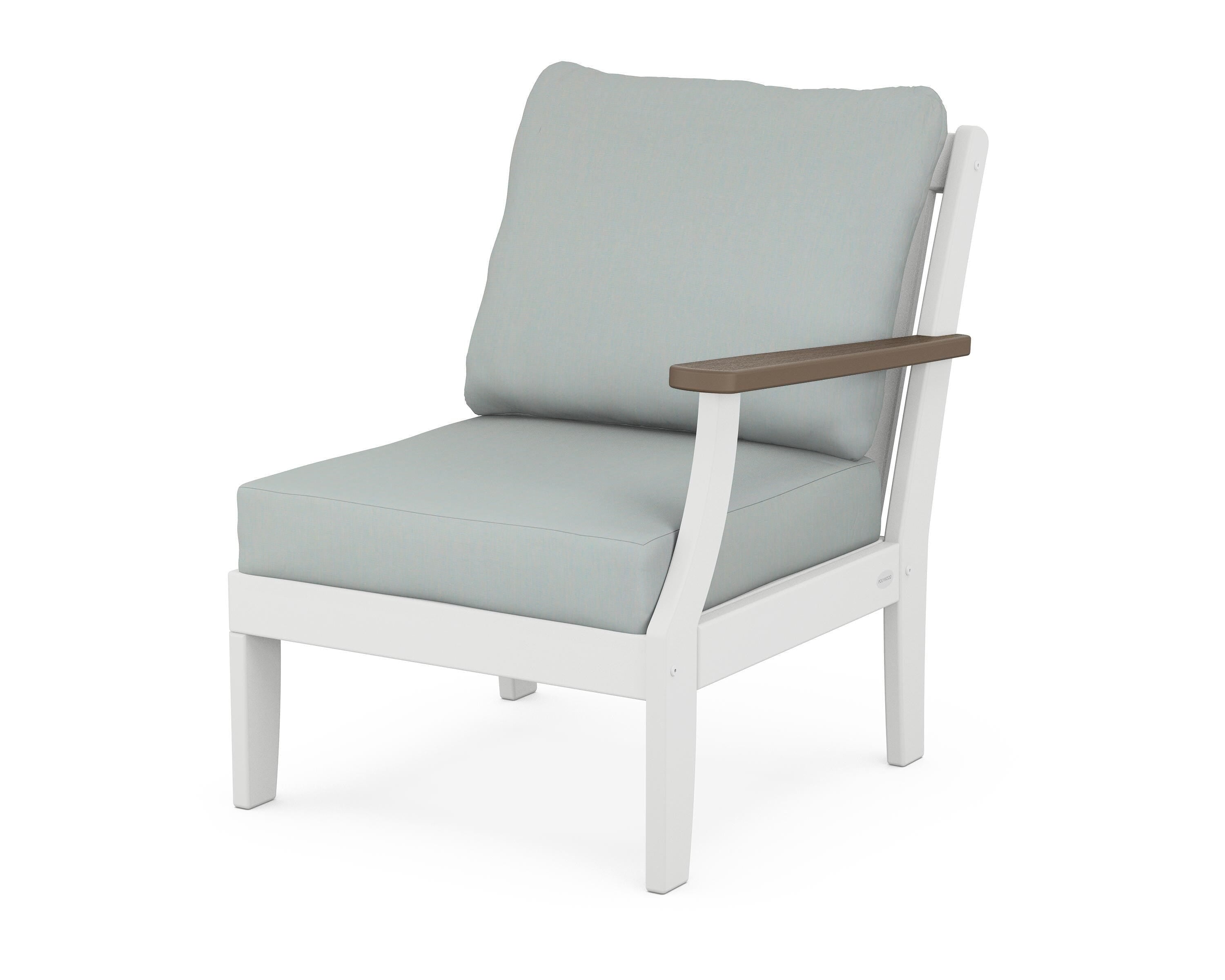 POLYWOOD® Braxton Modular Right Arm Chair in White / Kona / Spa