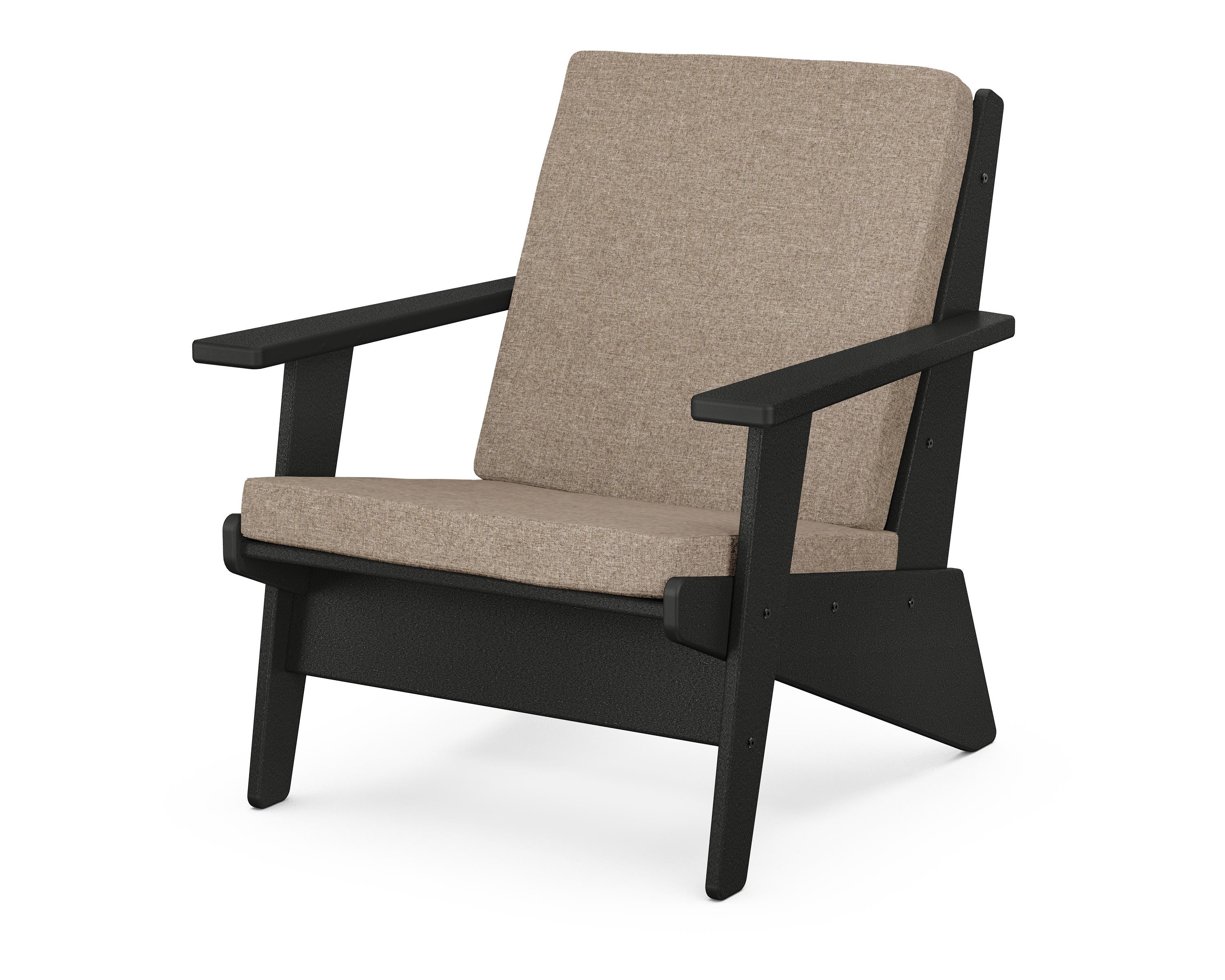 POLYWOOD® Riviera Modern Lounge Chair in Black / Spiced Burlap
