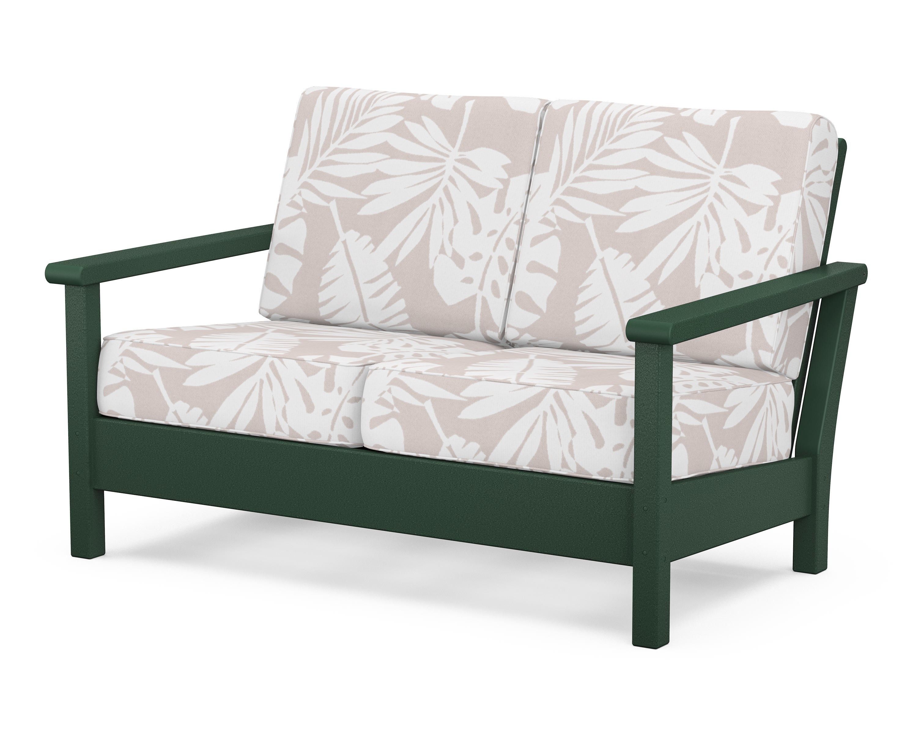 POLYWOOD® Harbour Deep Seating Loveseat in Green / Leaf Dune Burlap