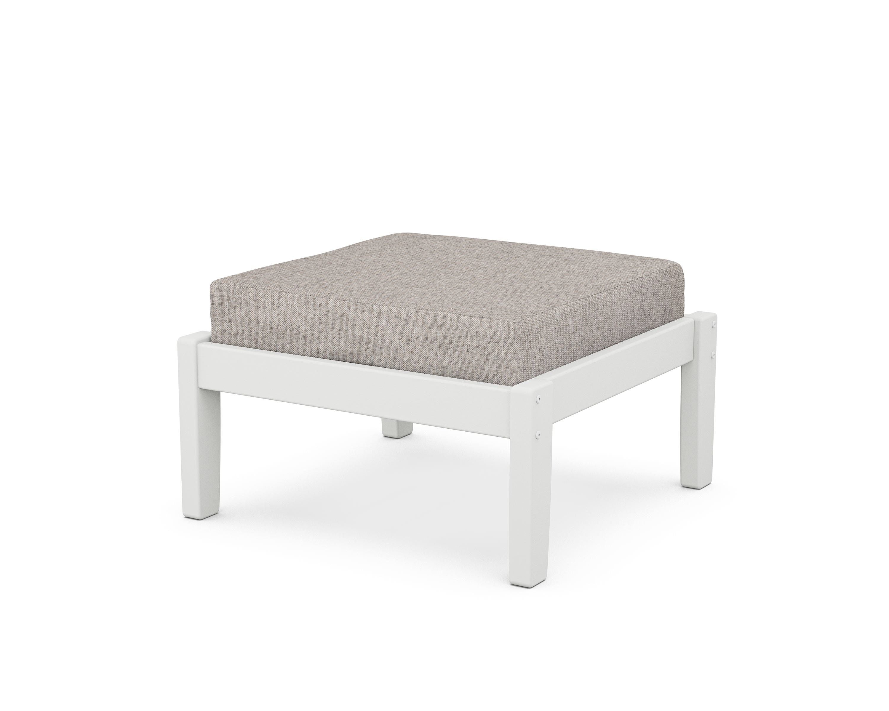 Unbranded Deep Seating Ottoman in White / Weathered Tweed
