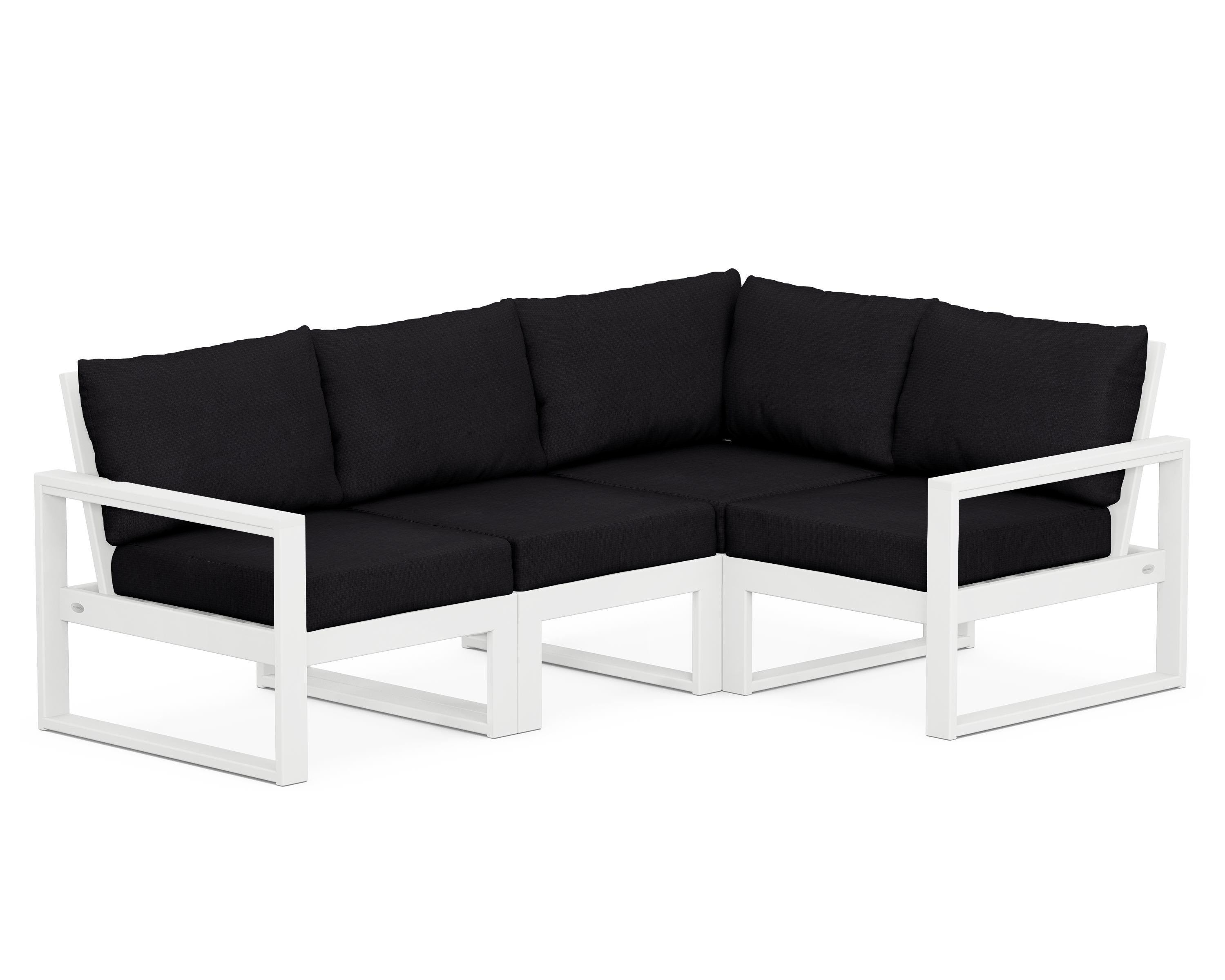 POLYWOOD® EDGE 4-Piece Modular Deep Seating Set in White / Midnight Linen