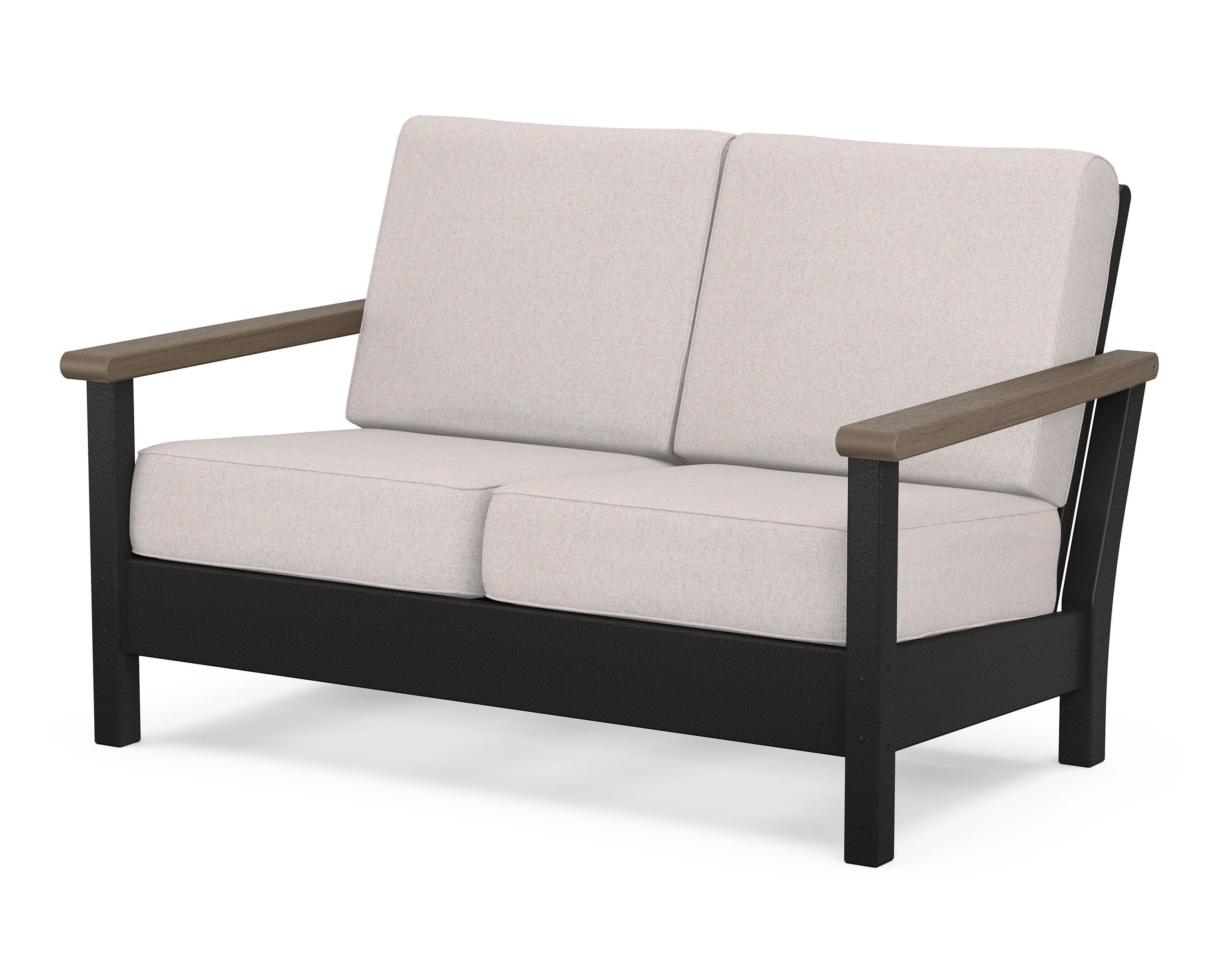 POLYWOOD® Harbour Deep Seating Loveseat in Black / Kona / Dune Burlap