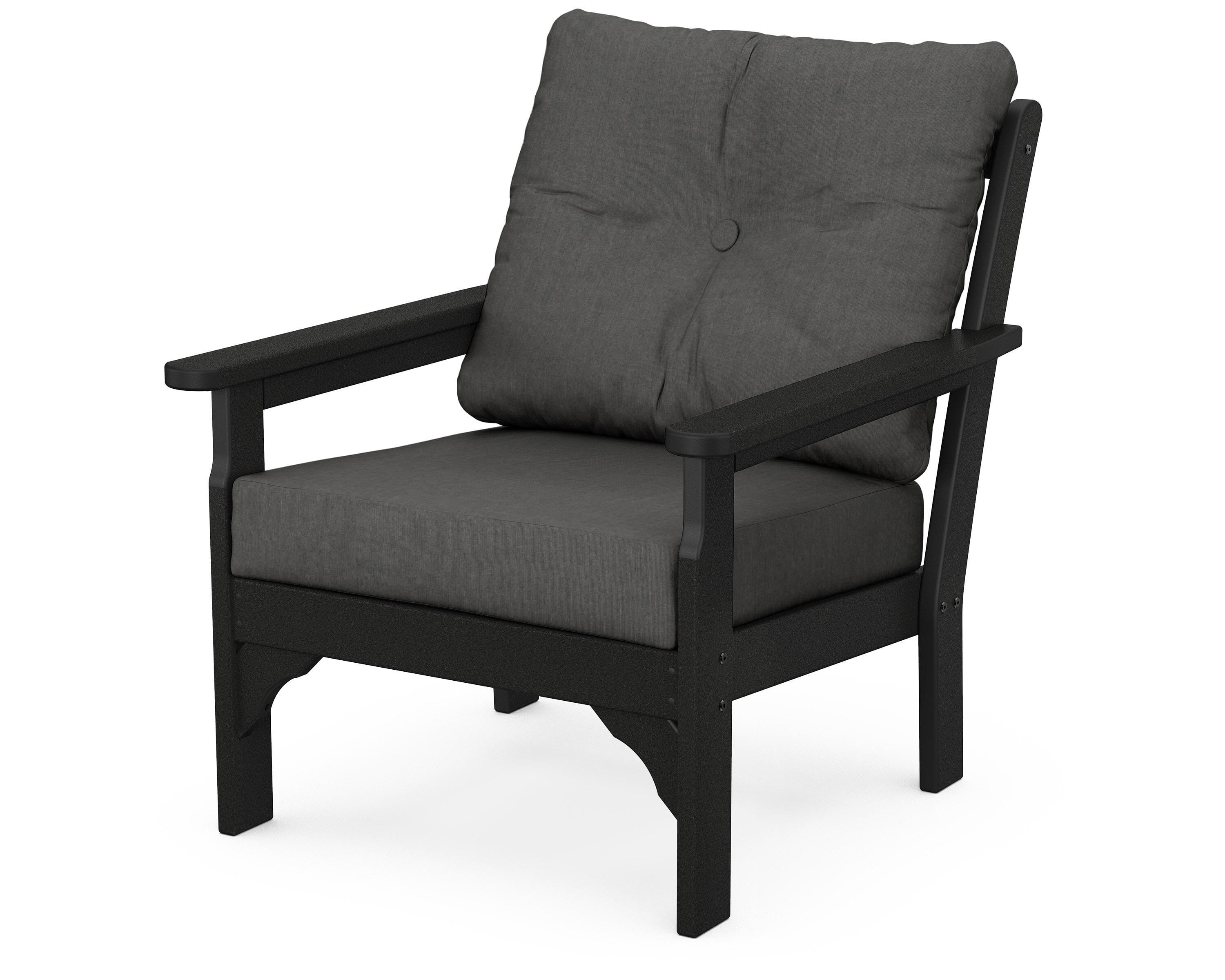 POLYWOOD® Vineyard Deep Seating Chair in Black / Spectrum Carbon