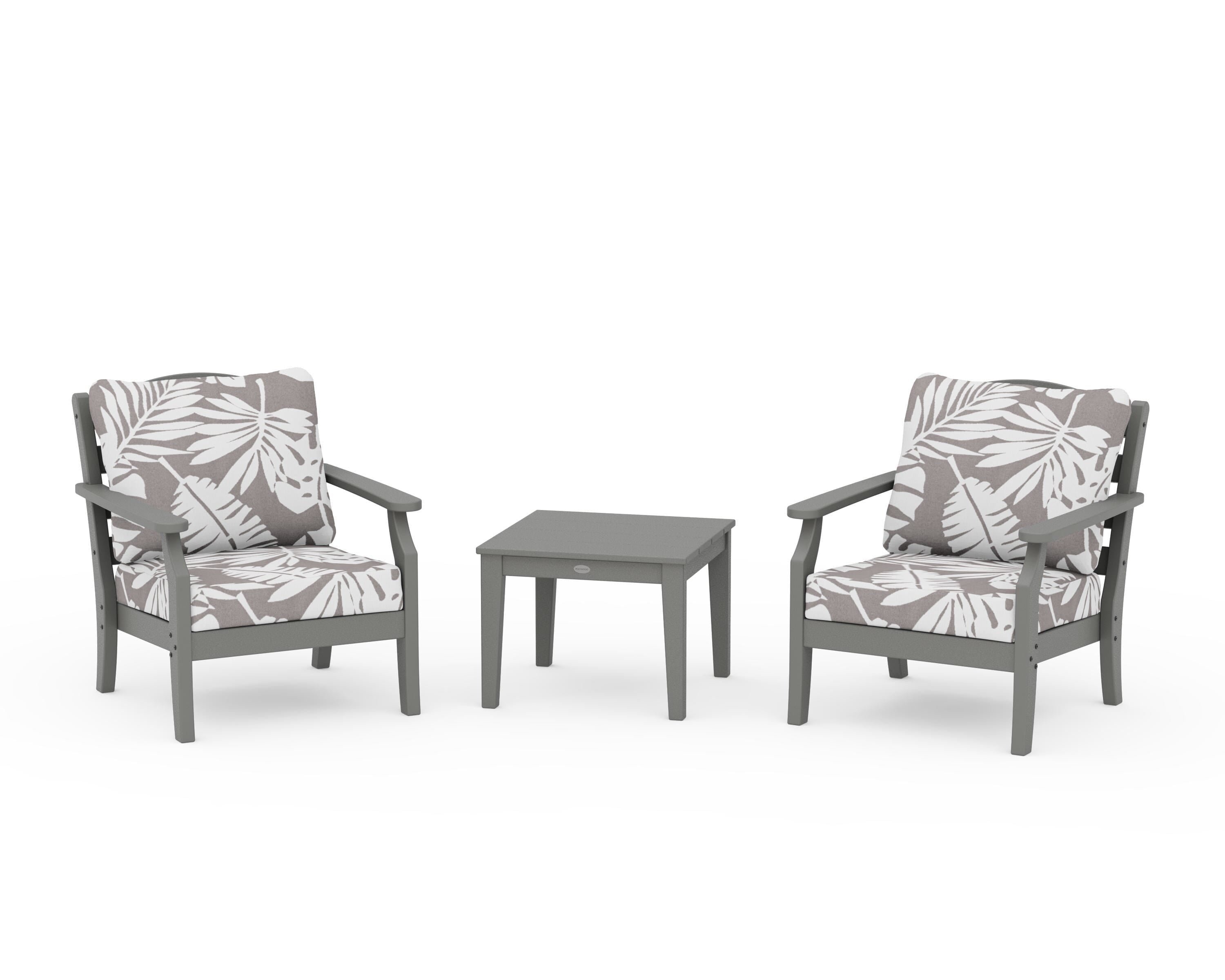 Draper James™ by POLYWOOD® Savannah 3-Piece Deep Seating Set in Slate Grey / Leaf Grey Mist