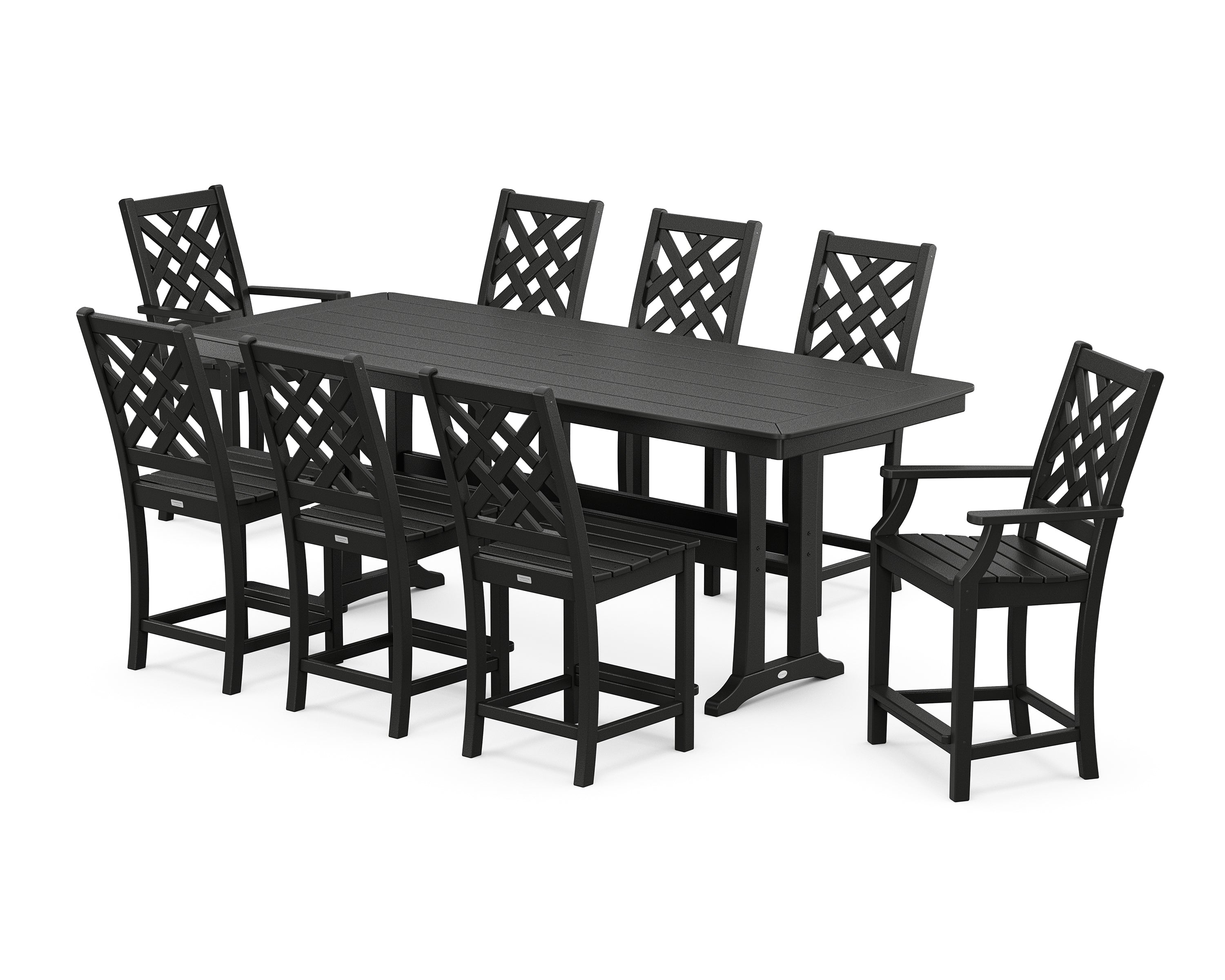 Country Living Wovendale 9-Piece Counter Set with Trestle Legs in Black
