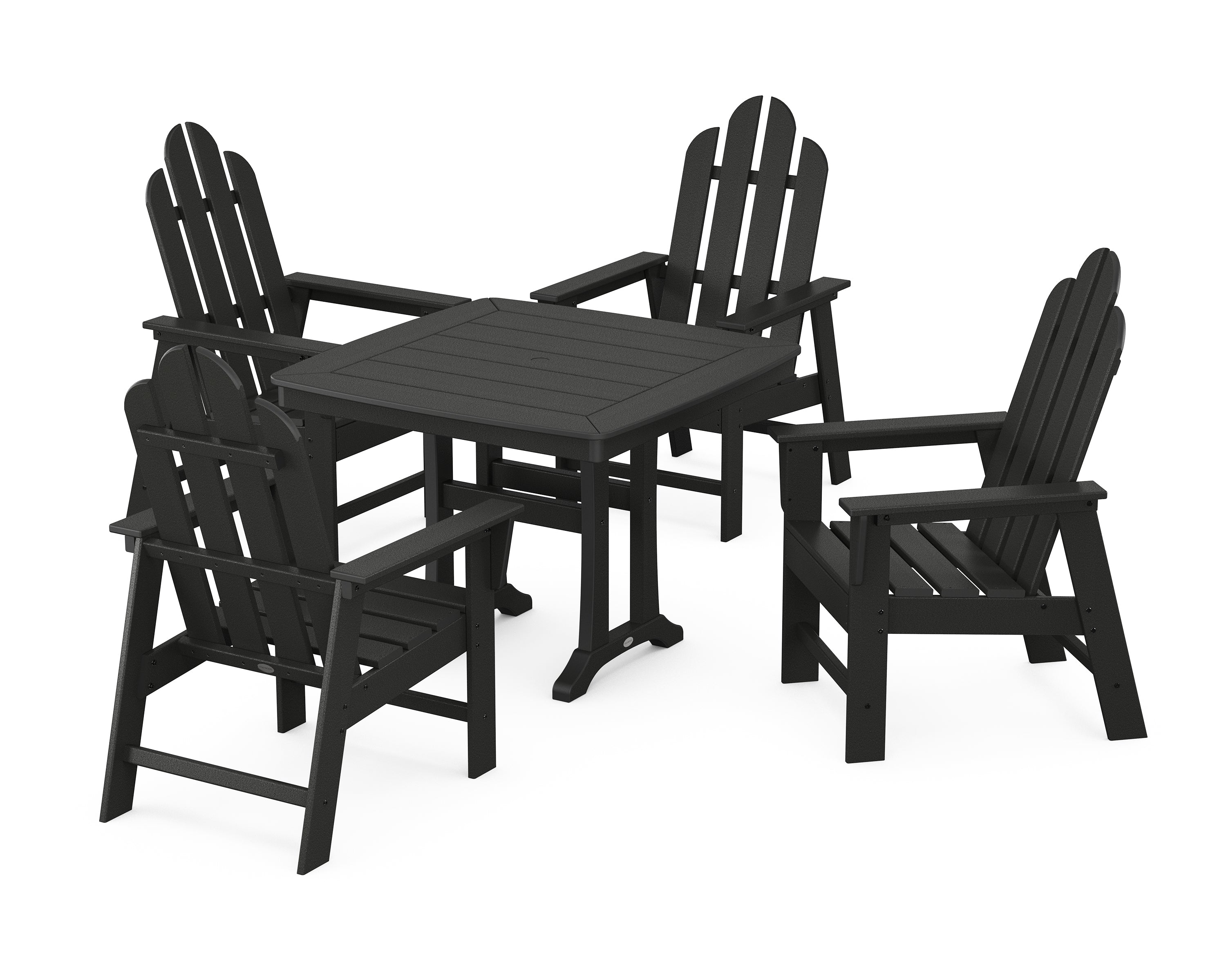 POLYWOOD® Long Island 5-Piece Dining Set with Trestle Legs in Black