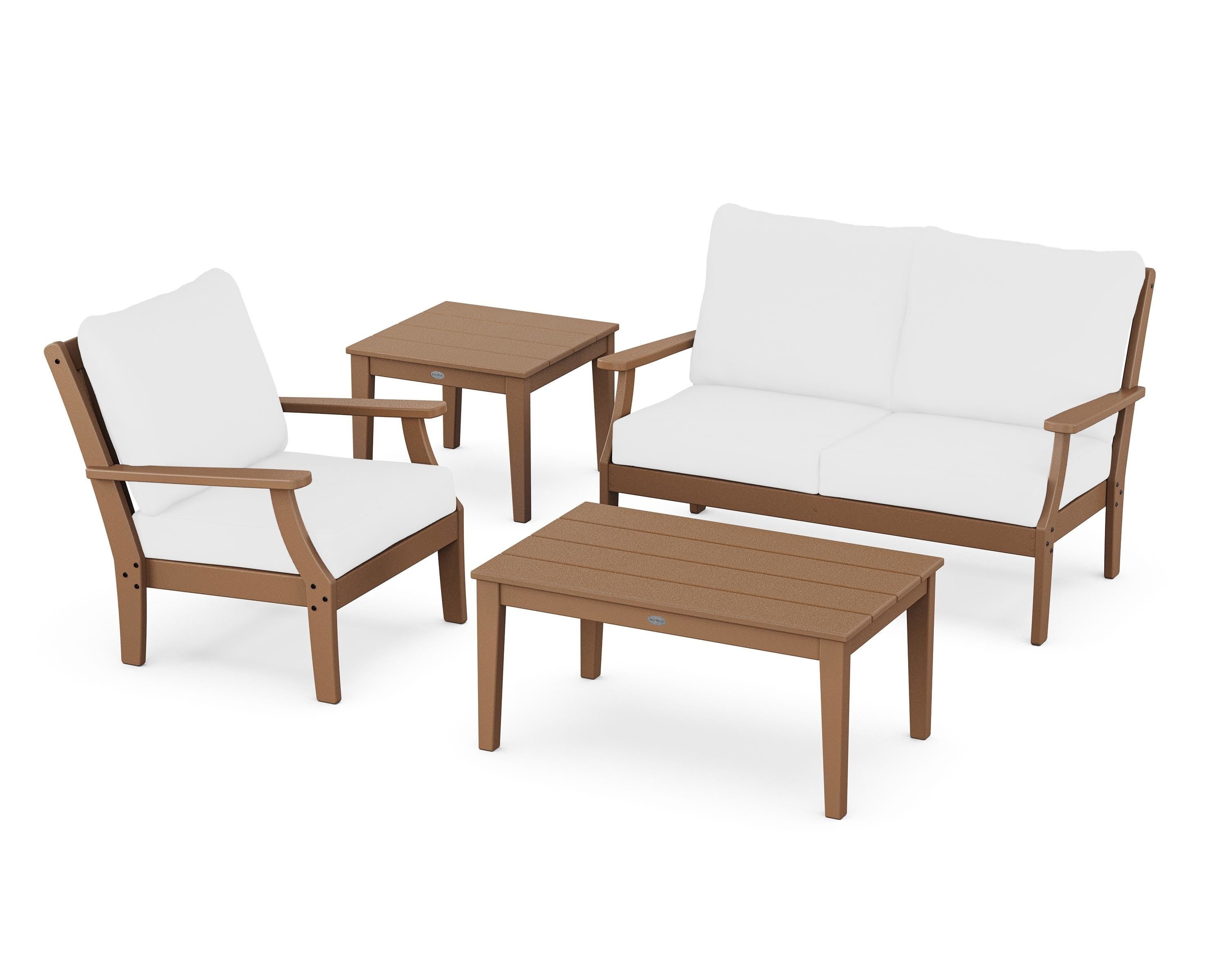 POLYWOOD® Braxton 4-Piece Deep Seating Set in Teak / Natural