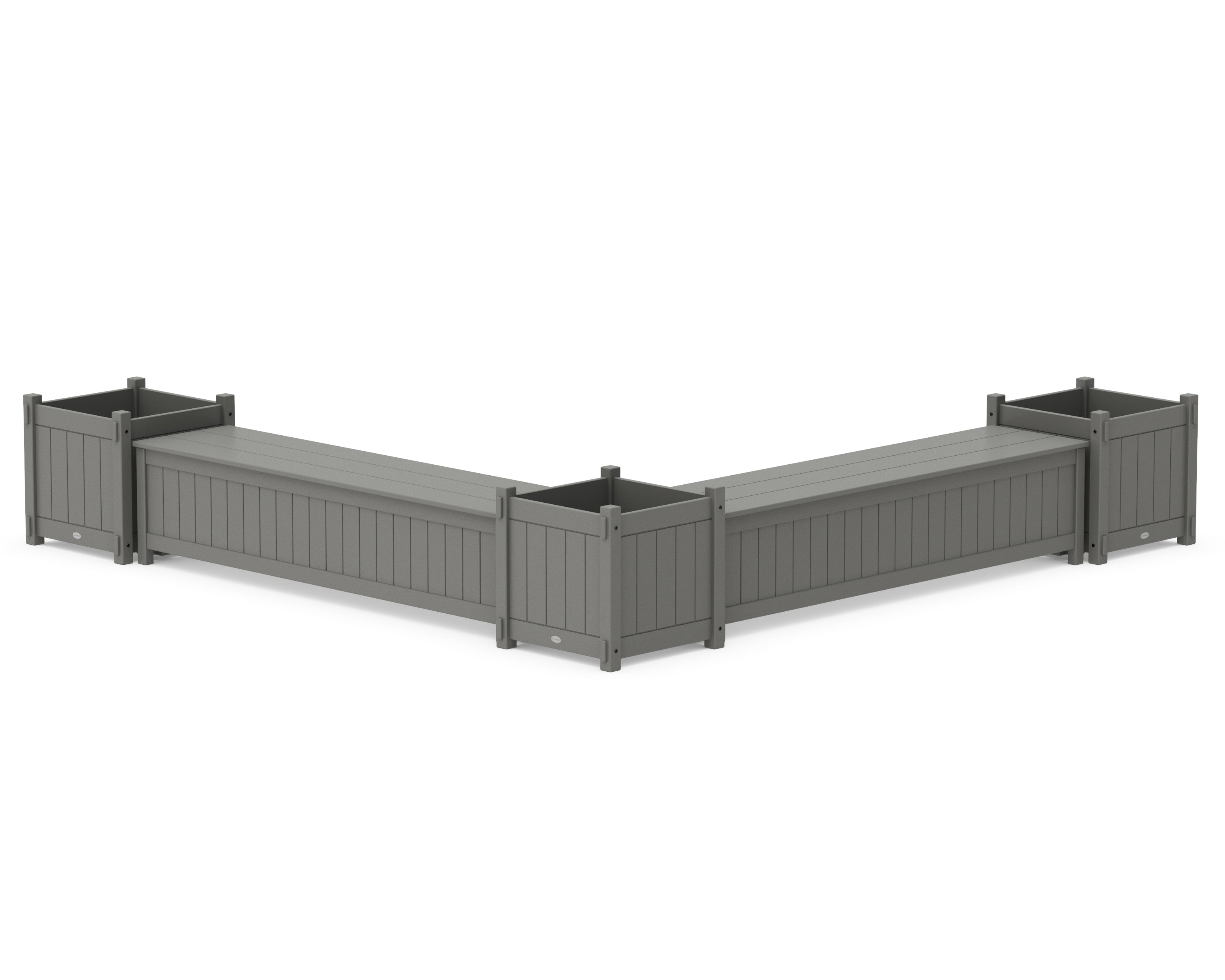 POLYWOOD® 72" Vineyard L- Shaped Planter Storage Bench Corner Set- Large in Slate Grey