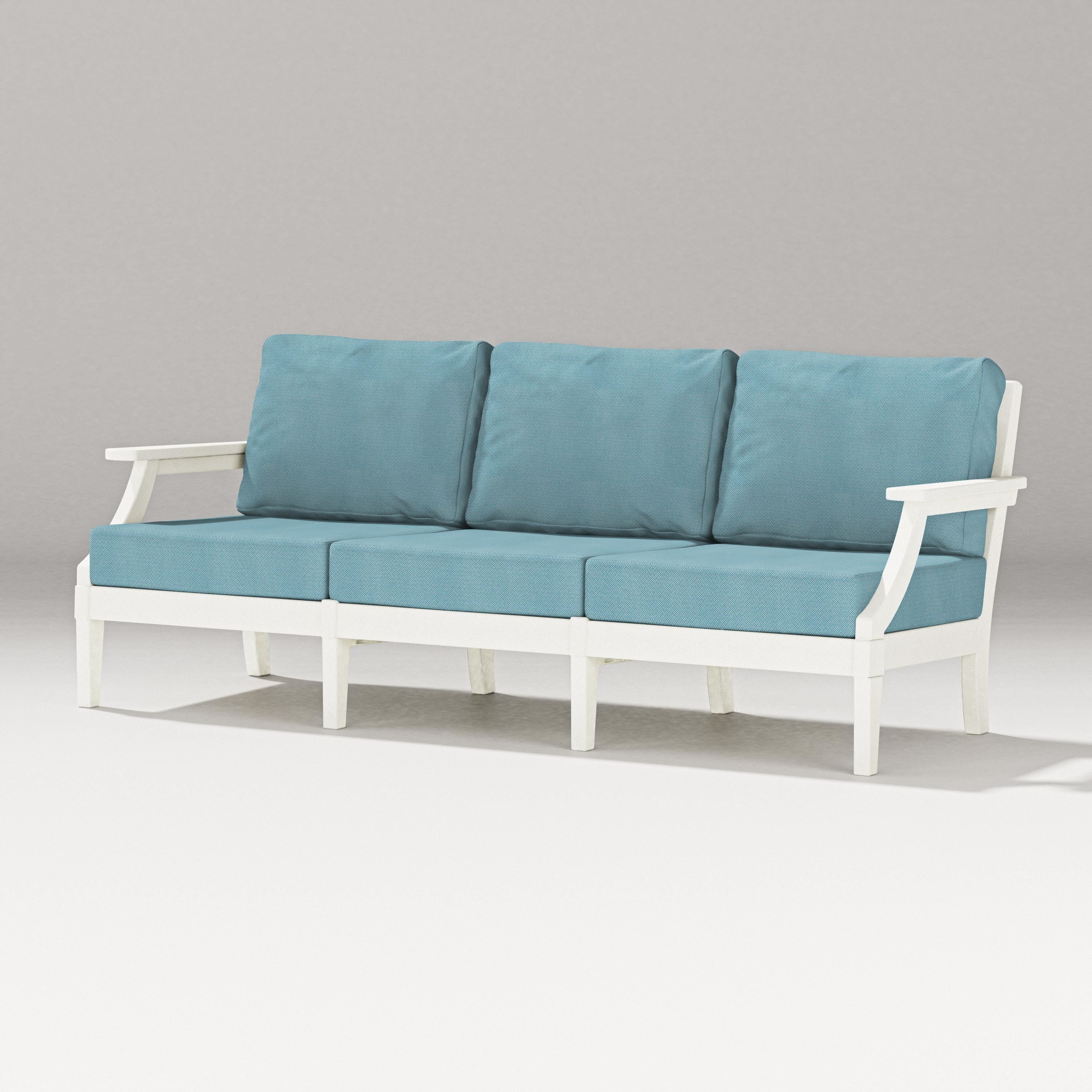 PW Designer Series Estate Sofa in Vintage White / Lattice Sky Blue