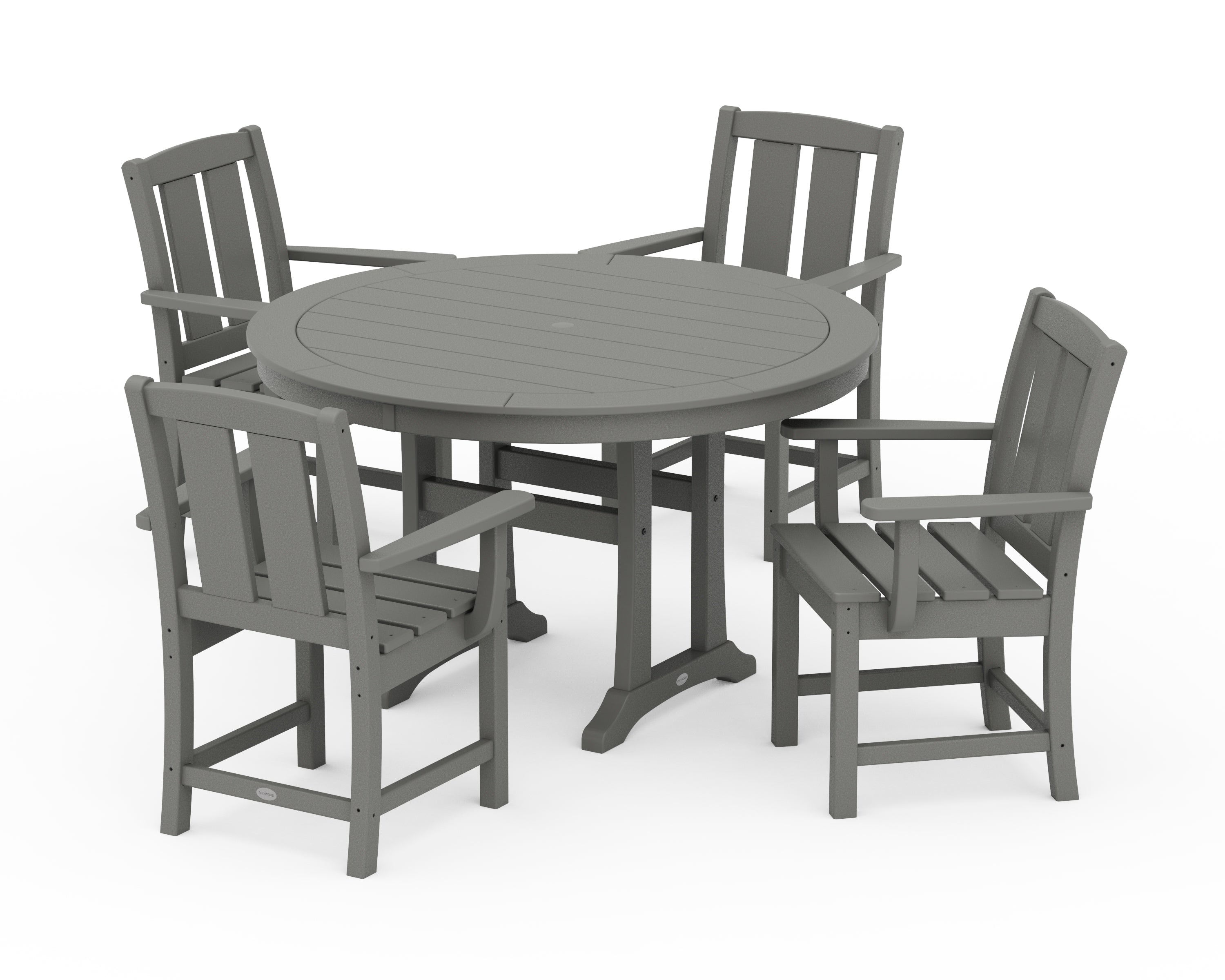 POLYWOOD® Mission 5-Piece Round Dining Set with Trestle Legs in Slate Grey